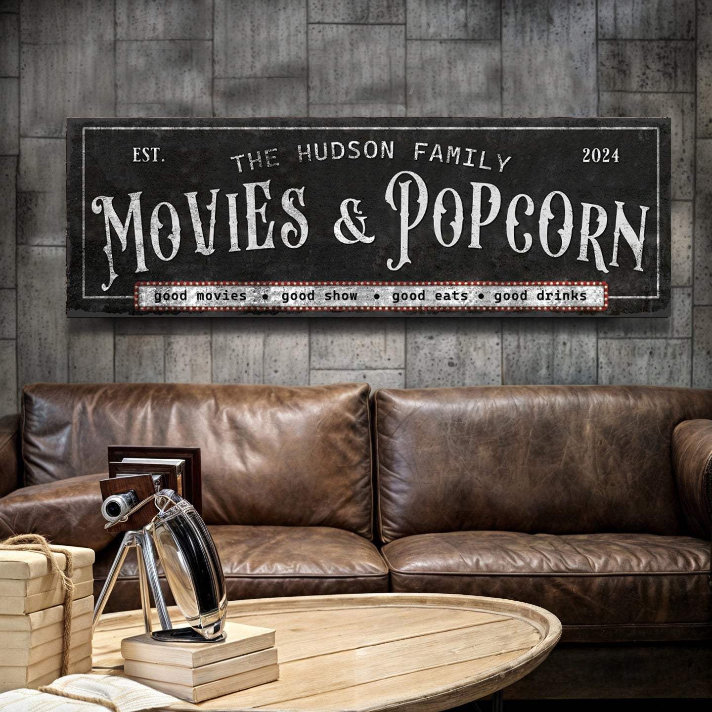 Personalized Movies & Popcorn Sign II - Tailored Canvases - Flyclothing LLC