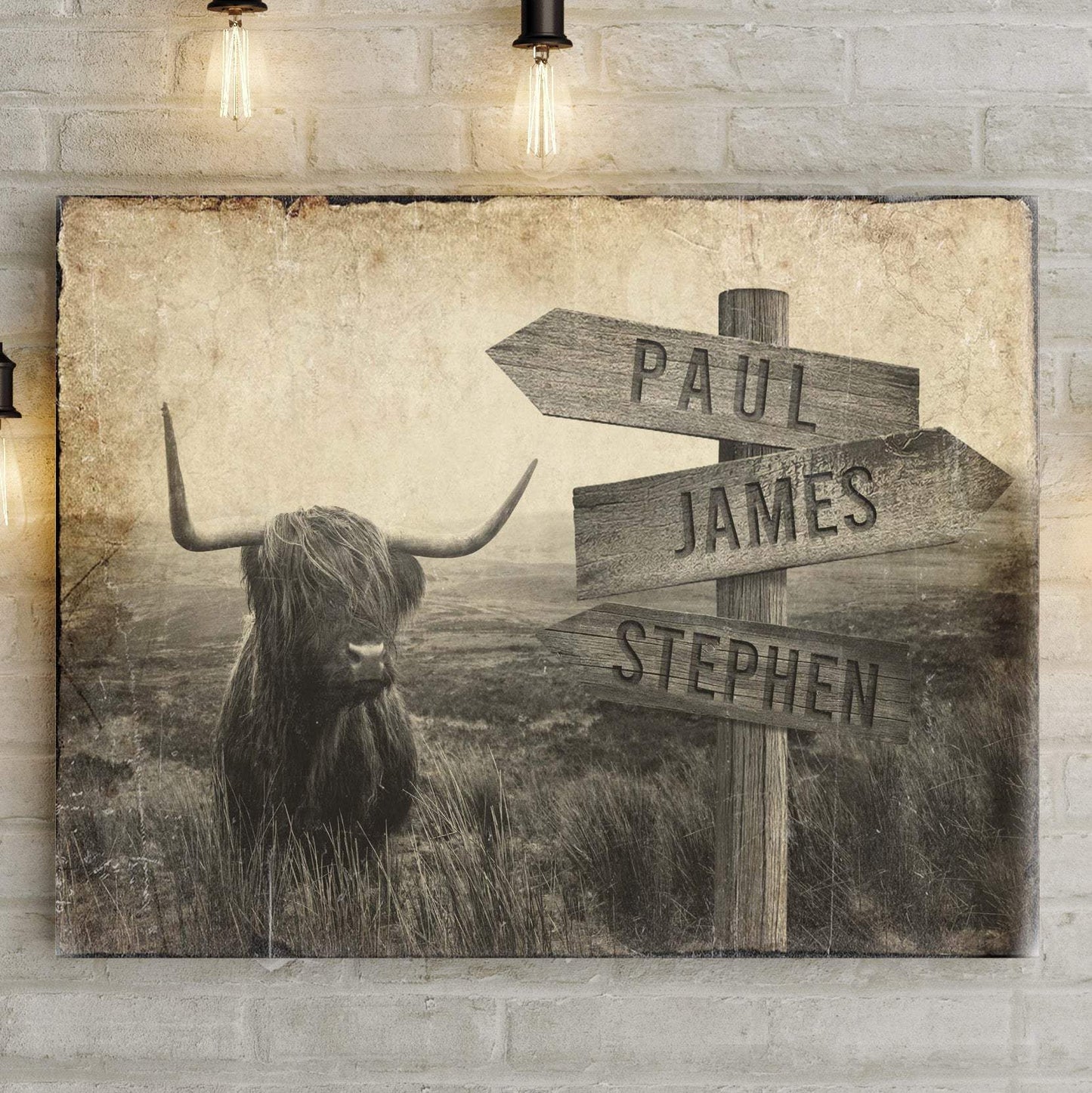 Highland Cow Rustic Sign - Tailored Canvases - Flyclothing LLC