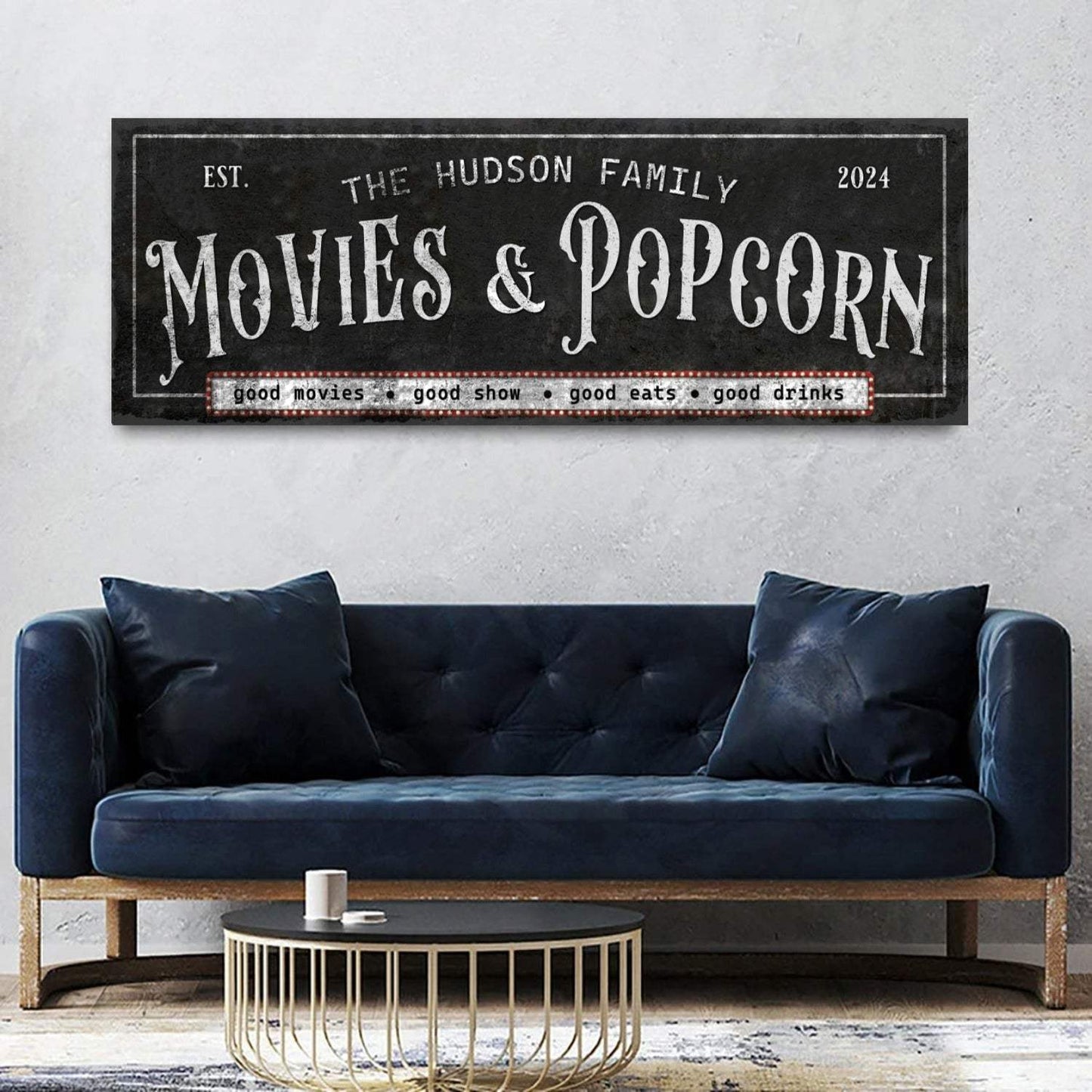 Personalized Movies & Popcorn Sign II - Tailored Canvases - Flyclothing LLC