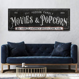 Personalized Movies & Popcorn Sign II - Tailored Canvases - Flyclothing LLC