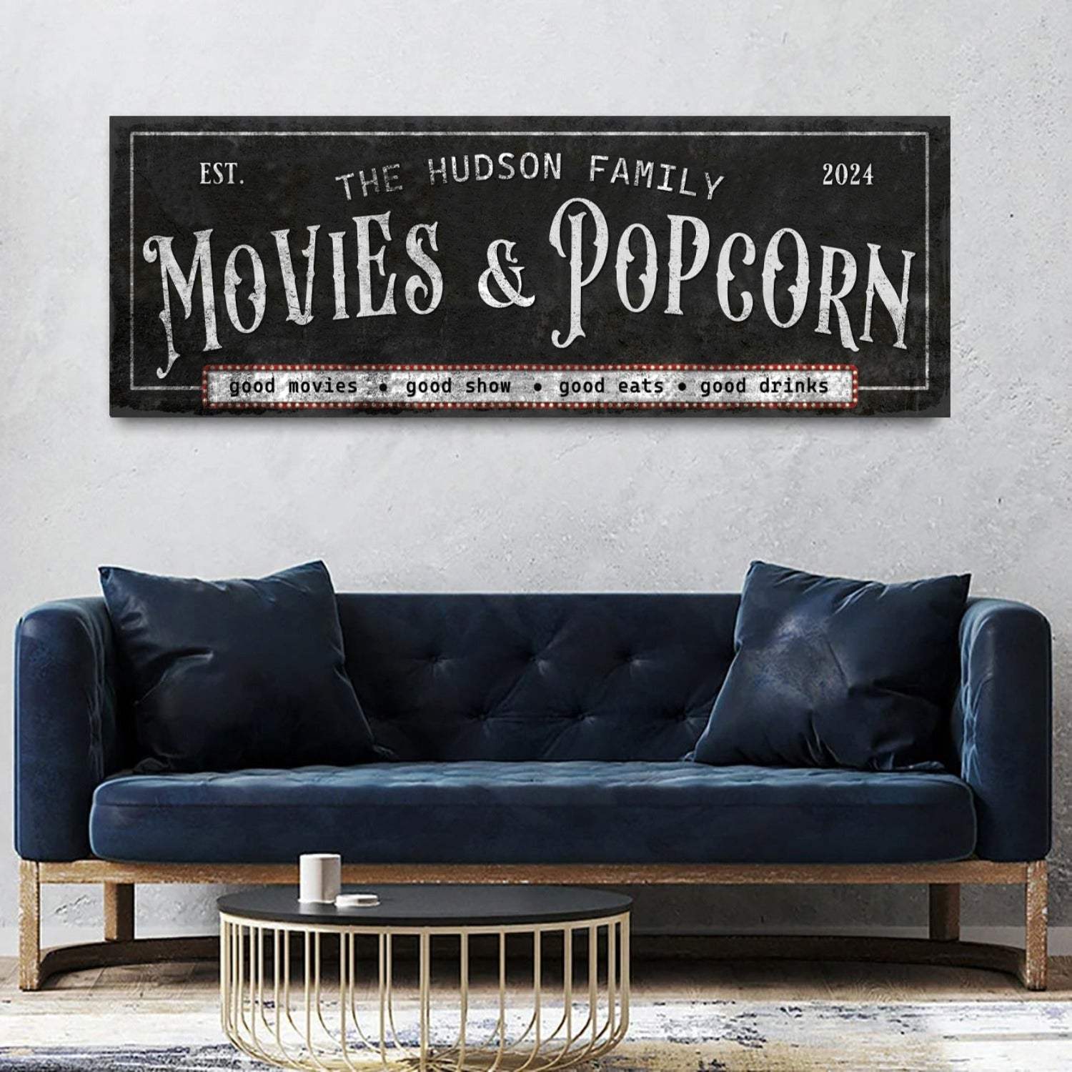 Personalized Movies & Popcorn Sign II - Tailored Canvases - Flyclothing LLC