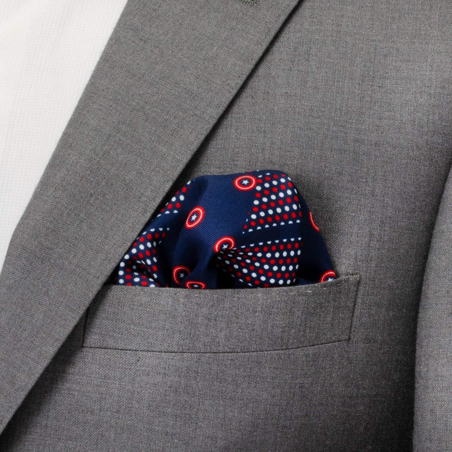 Marvel Captain America Shield Navy Pocket Square - Cufflinks.com - Flyclothing LLC