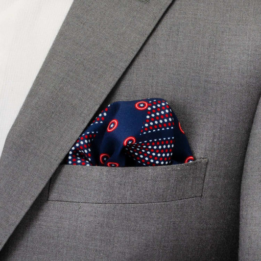 Marvel Captain America Shield Navy Pocket Square - Cufflinks.com - Flyclothing LLC