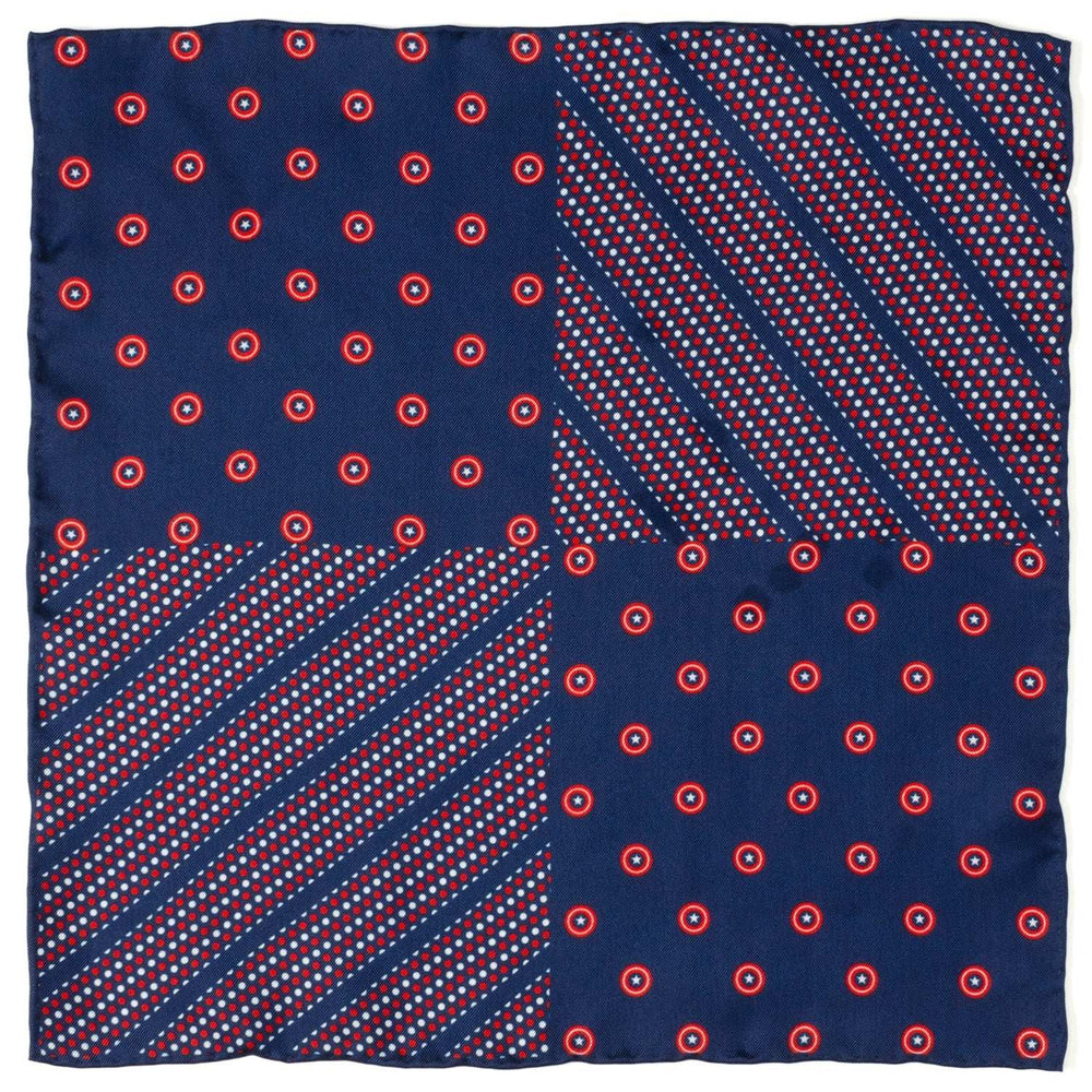 Marvel Captain America Shield Navy Pocket Square - Cufflinks.com - Flyclothing LLC