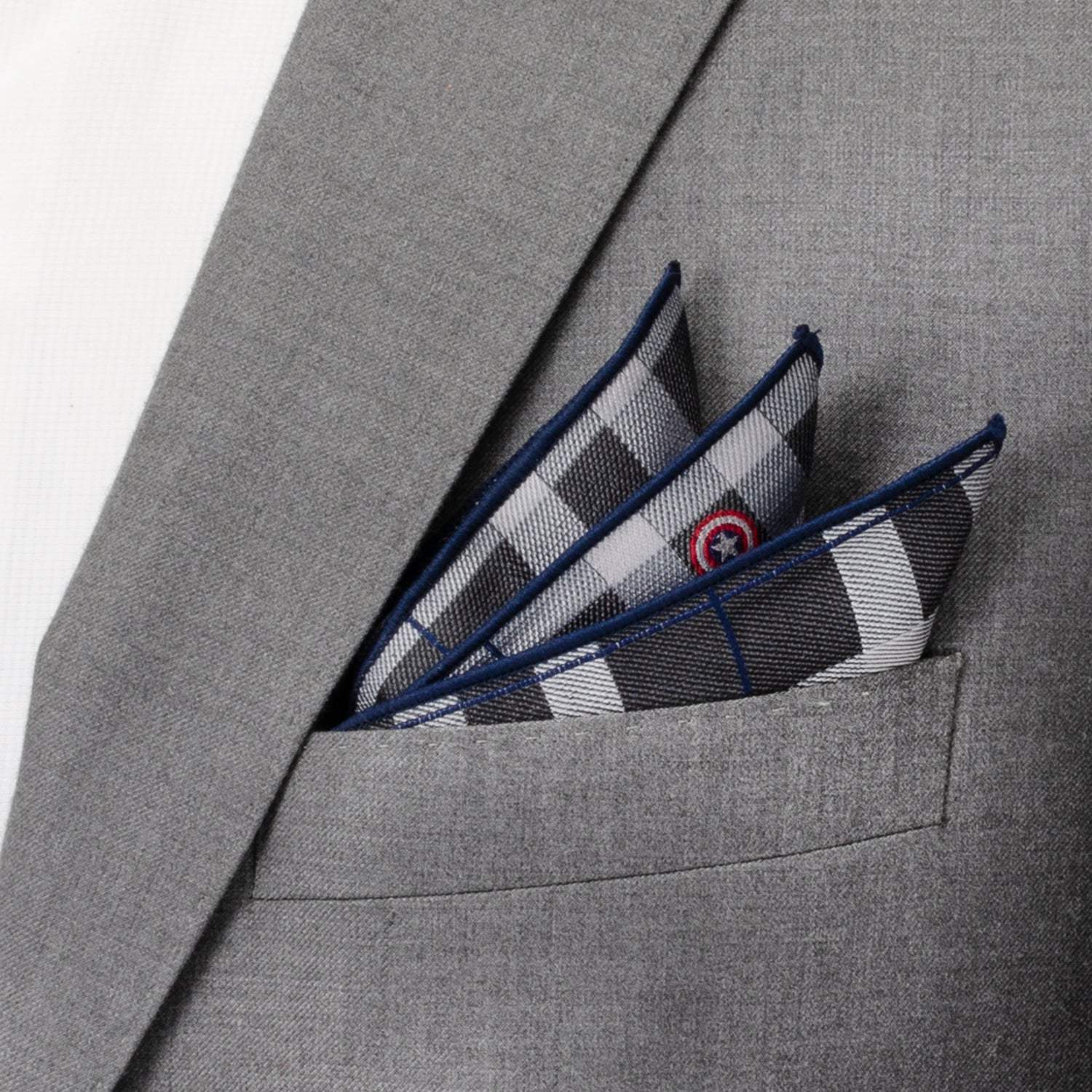Marvel Captain America Gray Plaid Pocket Square - Cufflinks.com - Flyclothing LLC