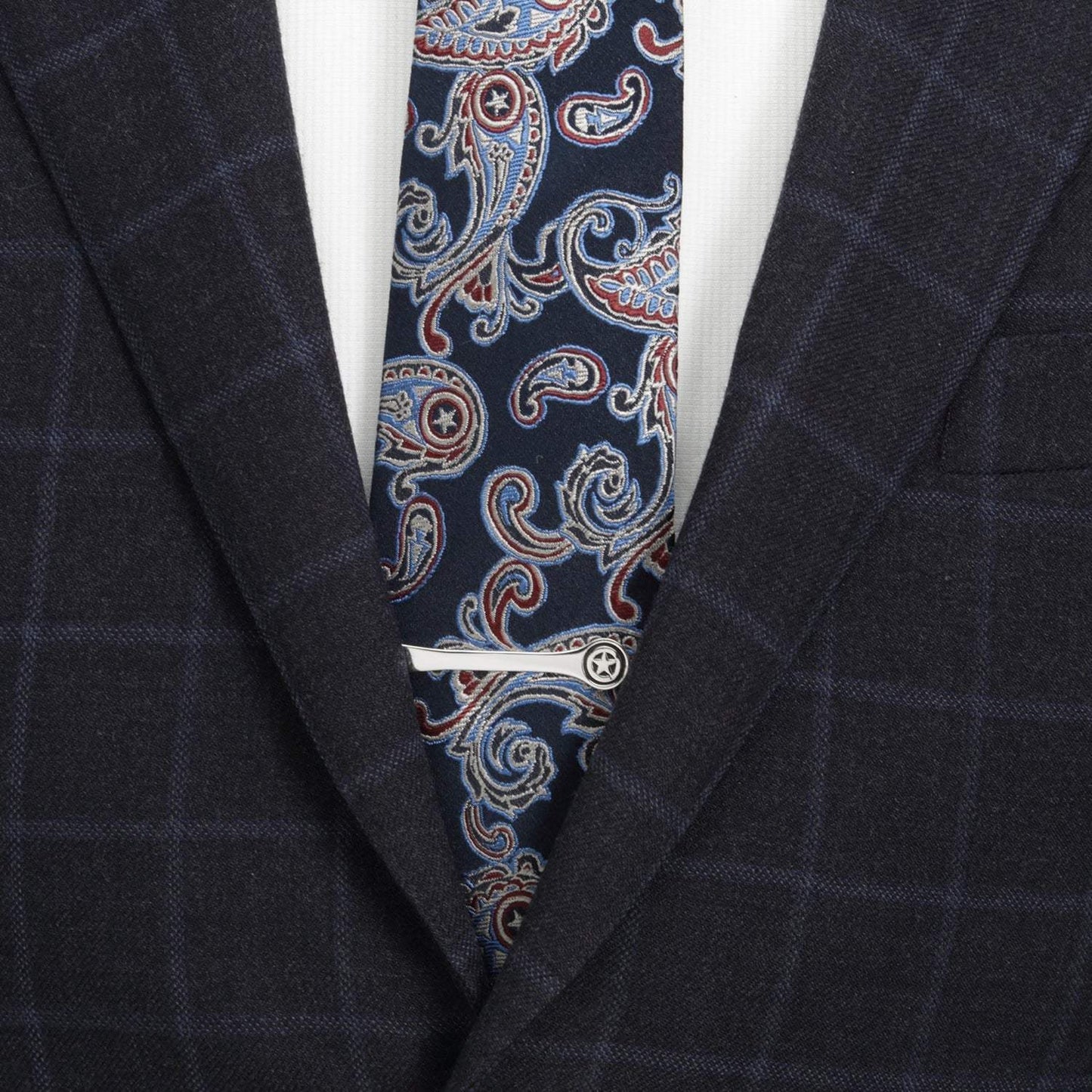 Marvel Captain America Sterling Silver Tie Bar - Cufflinks.com - Flyclothing LLC