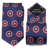 Marvel Captain America Hidden Message Blue Men's Tie - Cufflinks.com - Flyclothing LLC