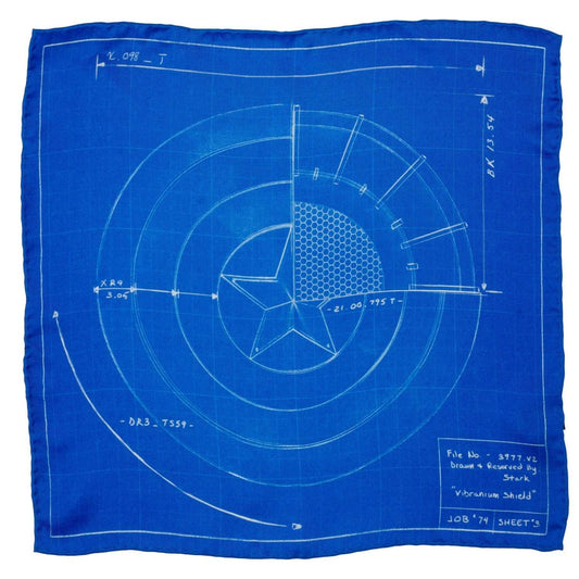 Marvel Captain America Shield Blueprint Pocket Square - Cufflinks.com - Flyclothing LLC