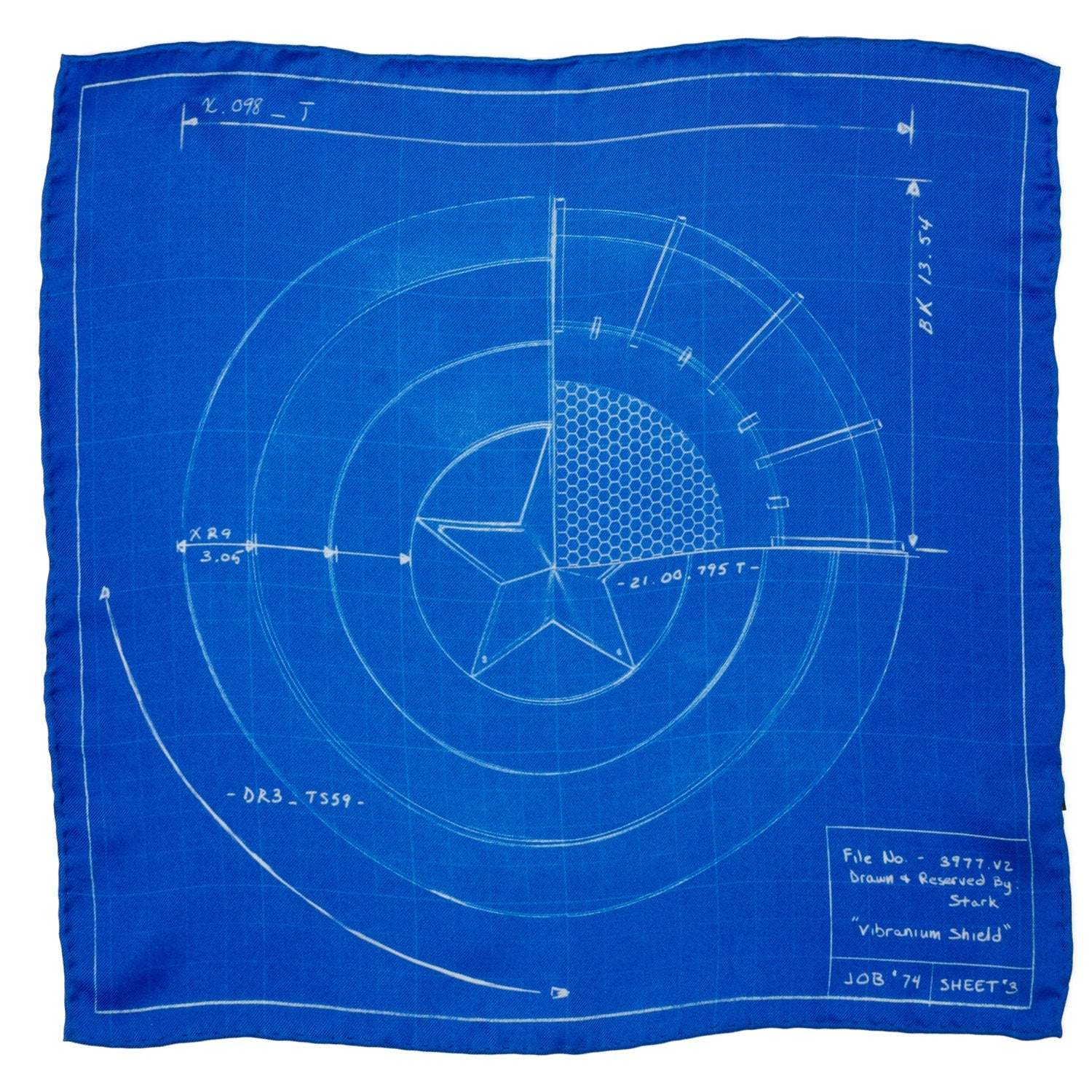 Marvel Captain America Shield Blueprint Pocket Square - Cufflinks.com - Flyclothing LLC