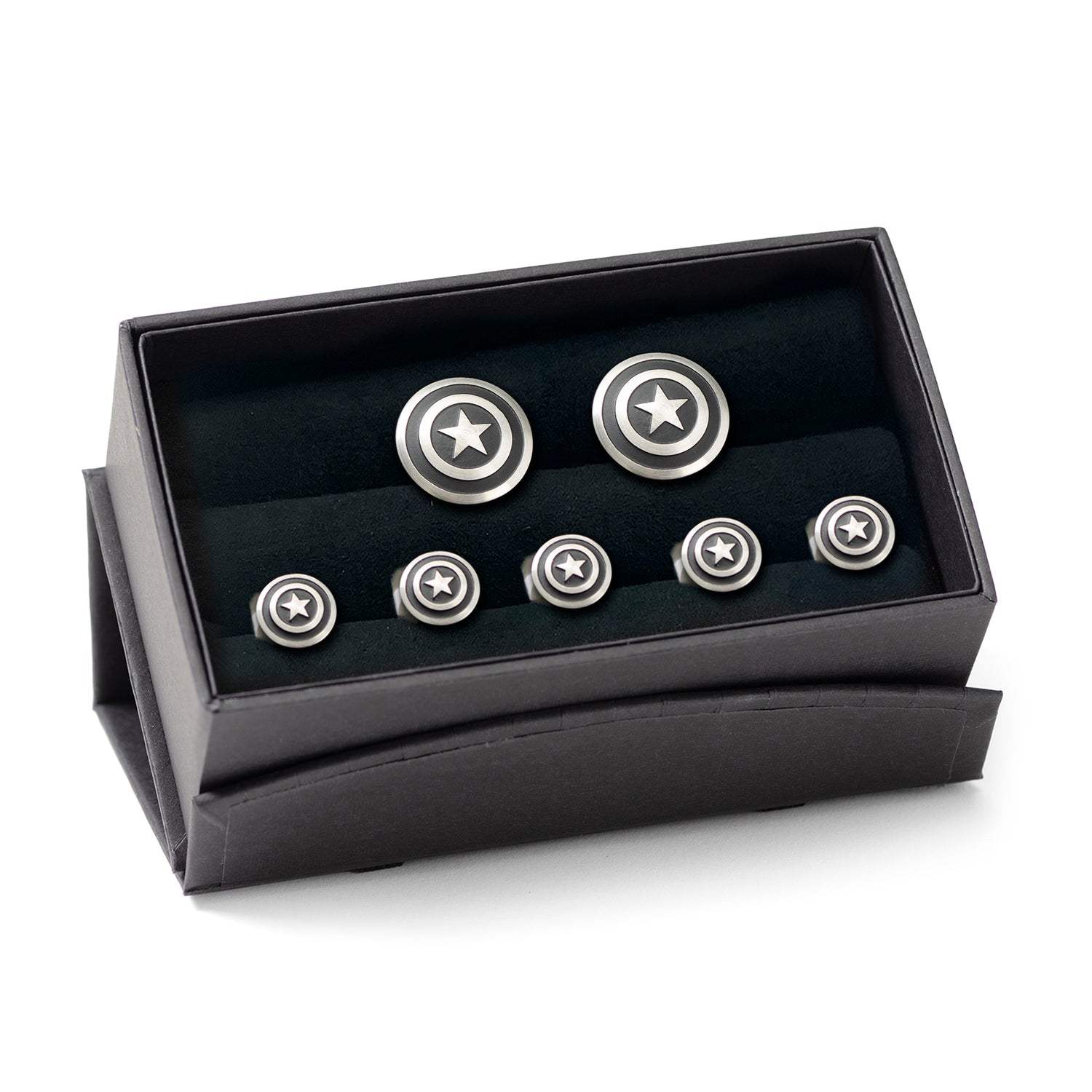 Marvel Captain America Shield Stainless Steel 5-Stud Set - Cufflinks.com - Flyclothing LLC