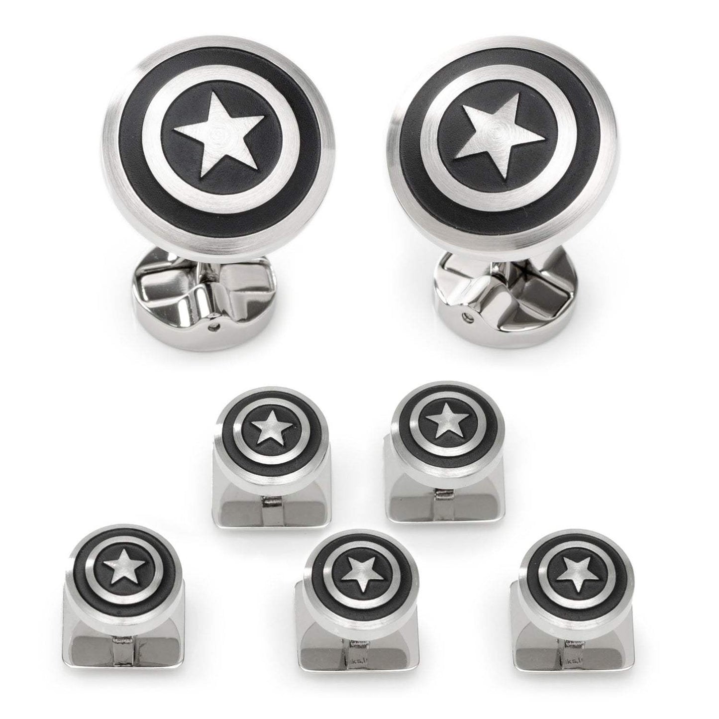 Marvel Captain America Shield Stainless Steel 5-Stud Set - Cufflinks.com - Flyclothing LLC