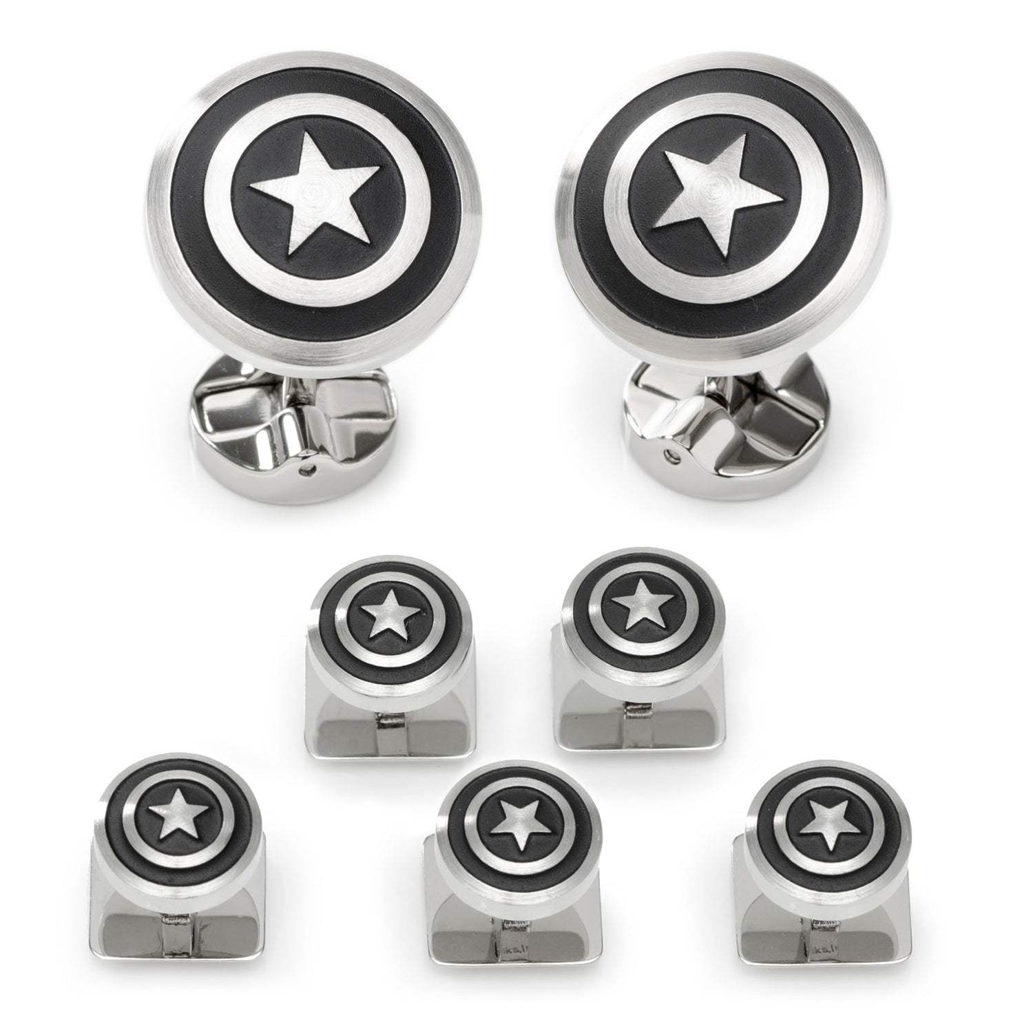 Marvel Captain America Shield Stainless Steel 5-Stud Set - Cufflinks.com - Flyclothing LLC