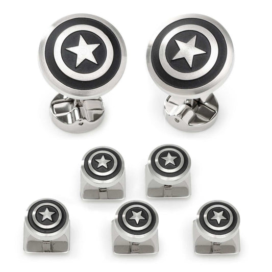 Marvel Captain America Shield Stainless Steel 5-Stud Set - Cufflinks.com - Flyclothing LLC