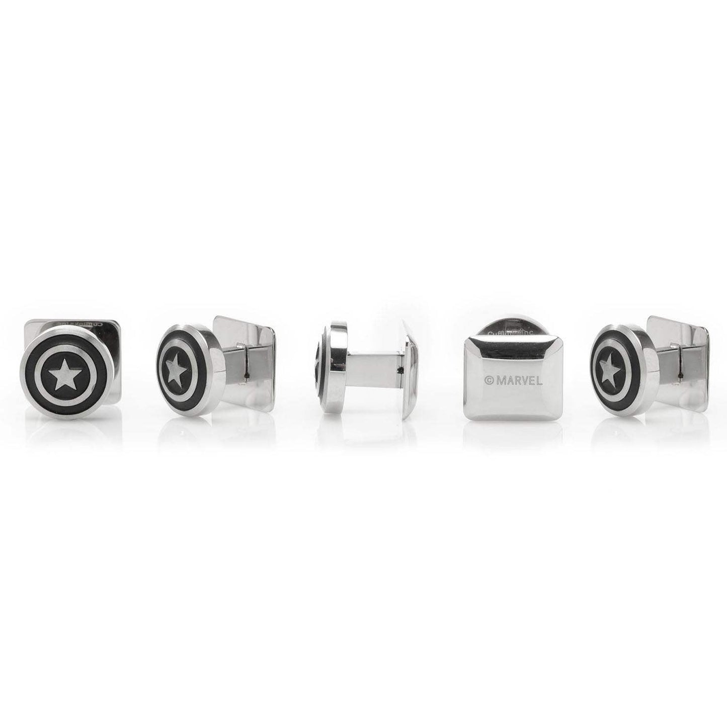 Marvel Captain America Shield Stainless Steel 5-Studs - Cufflinks.com - Flyclothing LLC