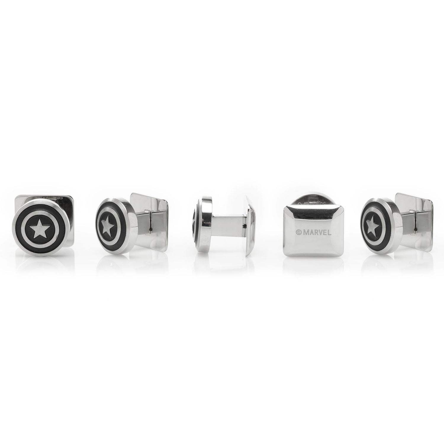 Marvel Captain America Shield Stainless Steel 5-Studs - Cufflinks.com - Flyclothing LLC