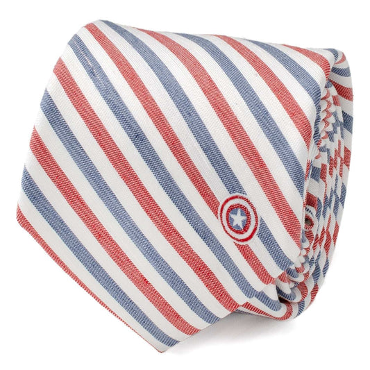 Marvel Captain America Striped White Men's Tie - Cufflinks.com - Flyclothing LLC
