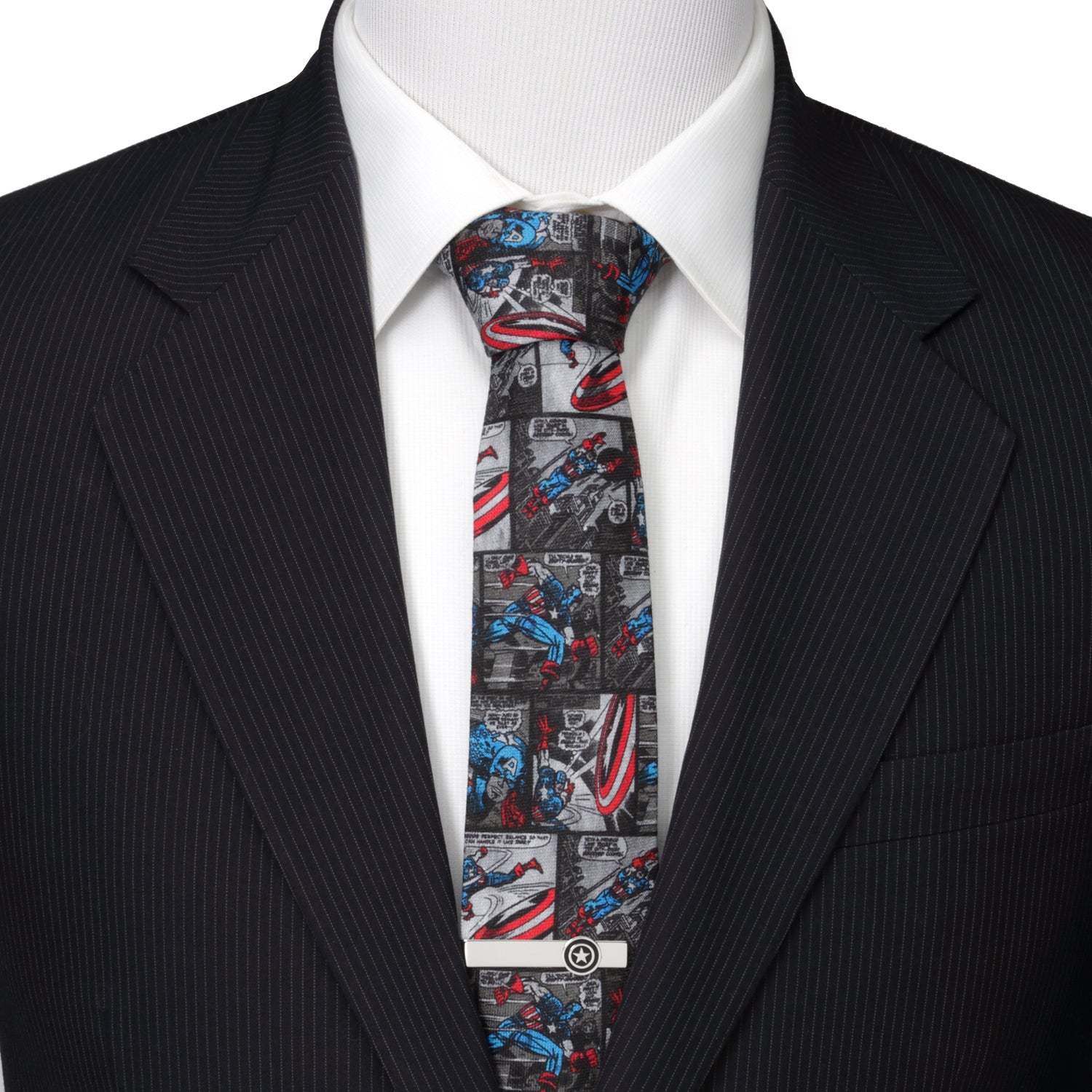 Marvel Captain America Comic Gray Men's Tie - Cufflinks.com - Flyclothing LLC