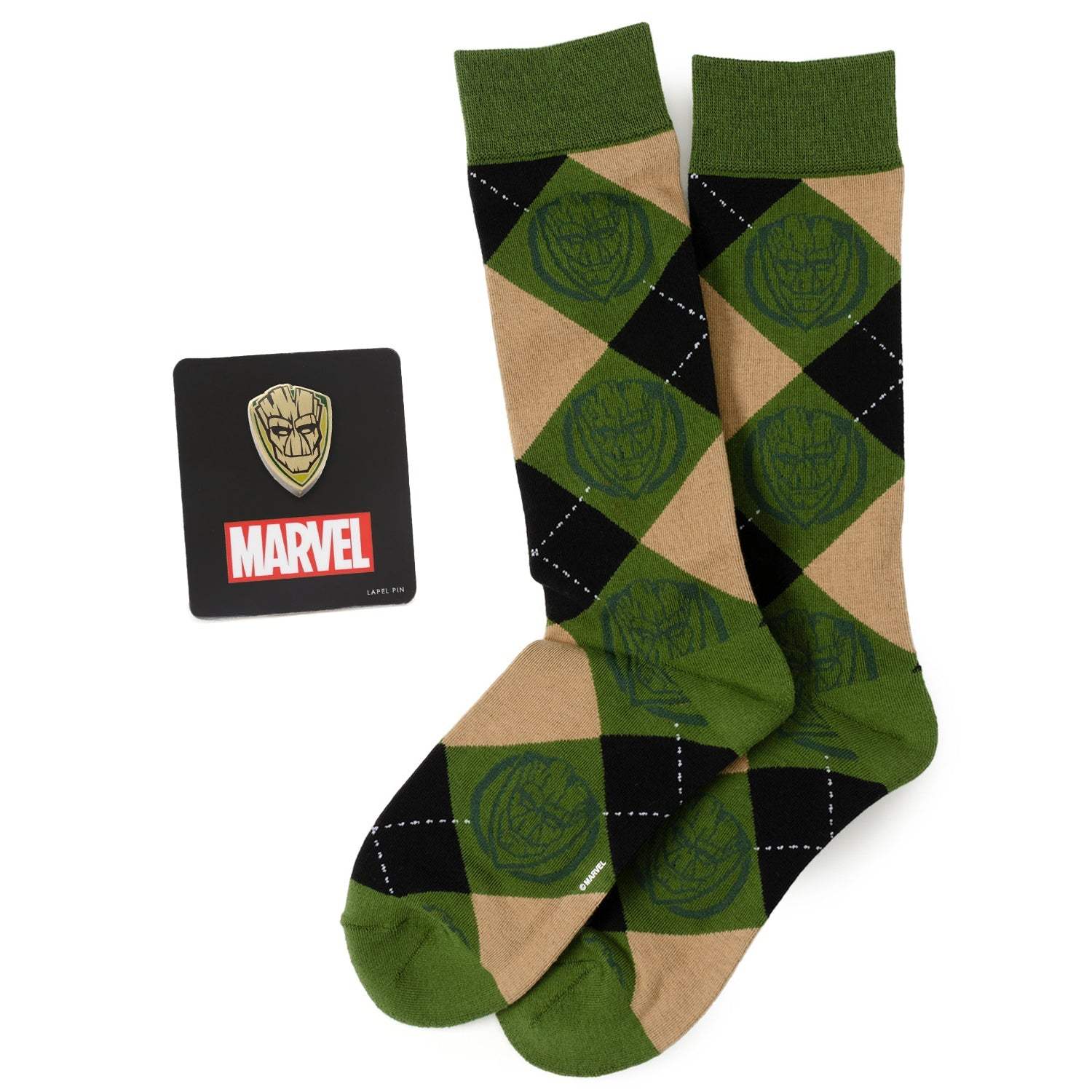 Marvel Guardians of the Galaxy Groot Argyle Green Gift Set - Cufflinks.com - Flyclothing LLC