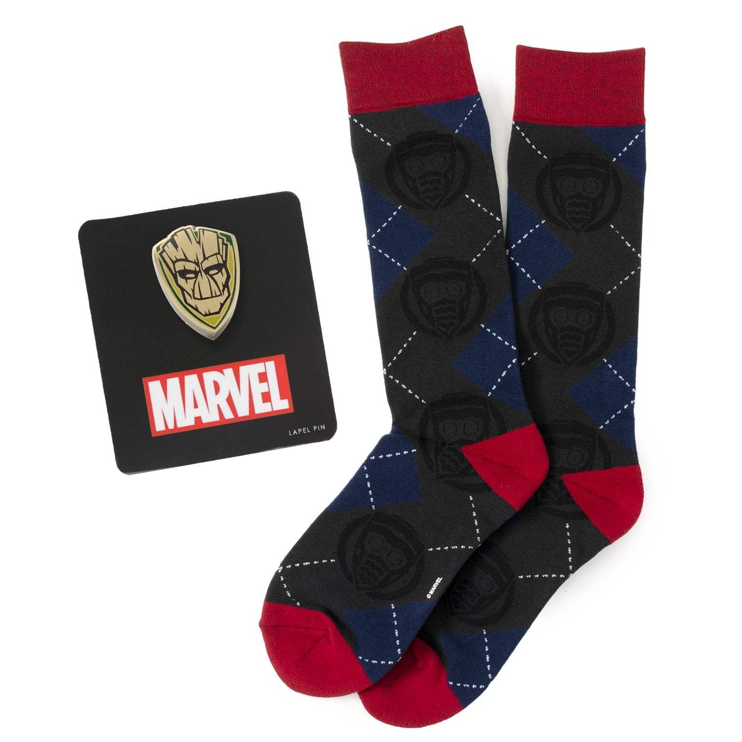 Marvel Guardians of the Galaxy Groot Star-Lord Charcoal Argyle Gift Set - Cufflinks.com - Flyclothing LLC