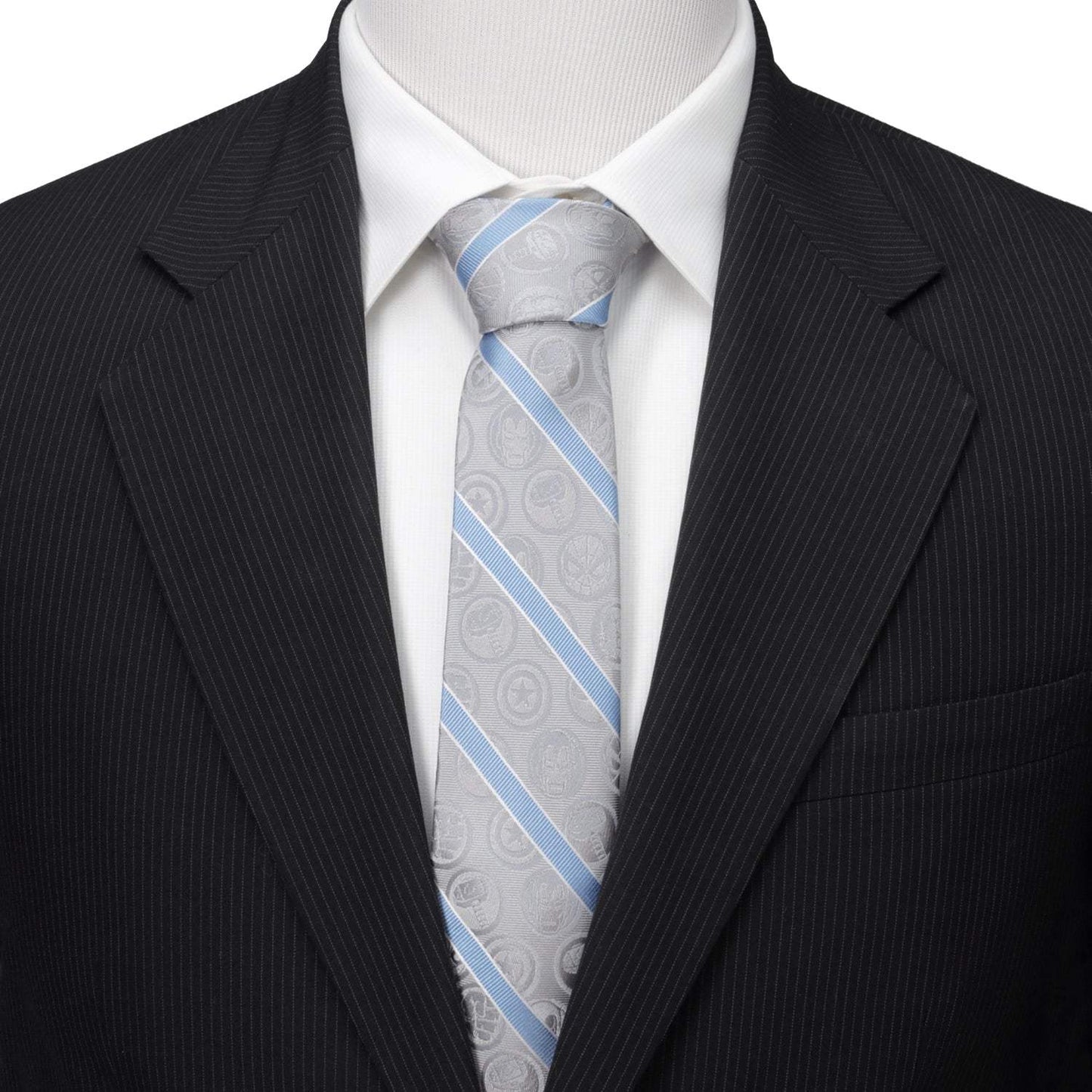 Marvel Comics Gray and Blue Stripe Men's Tie - Cufflinks.com - Flyclothing LLC