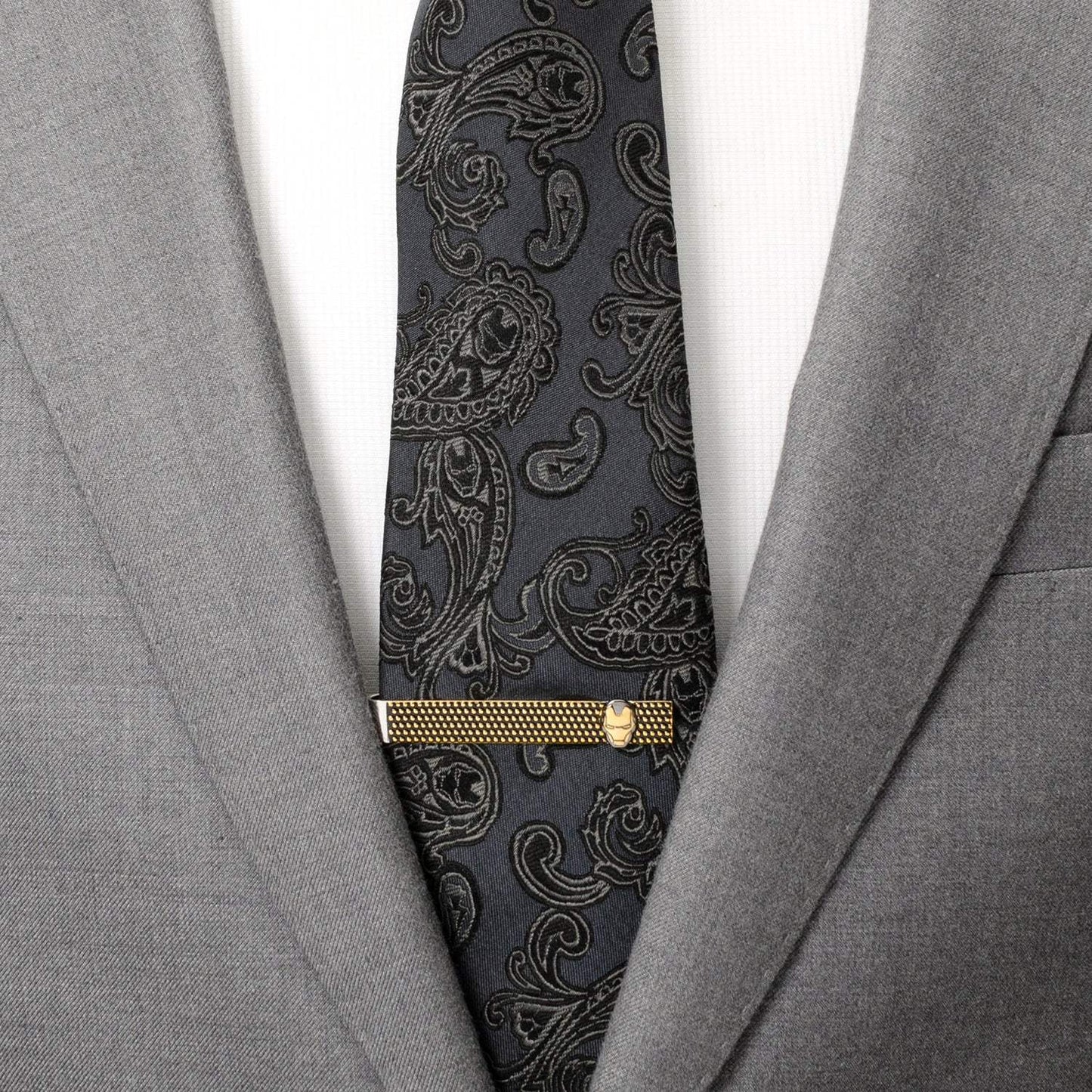 Marvel Iron Man "I Love You 3000" Textured Hidden Message Tie Bar - Cufflinks.com - Flyclothing LLC