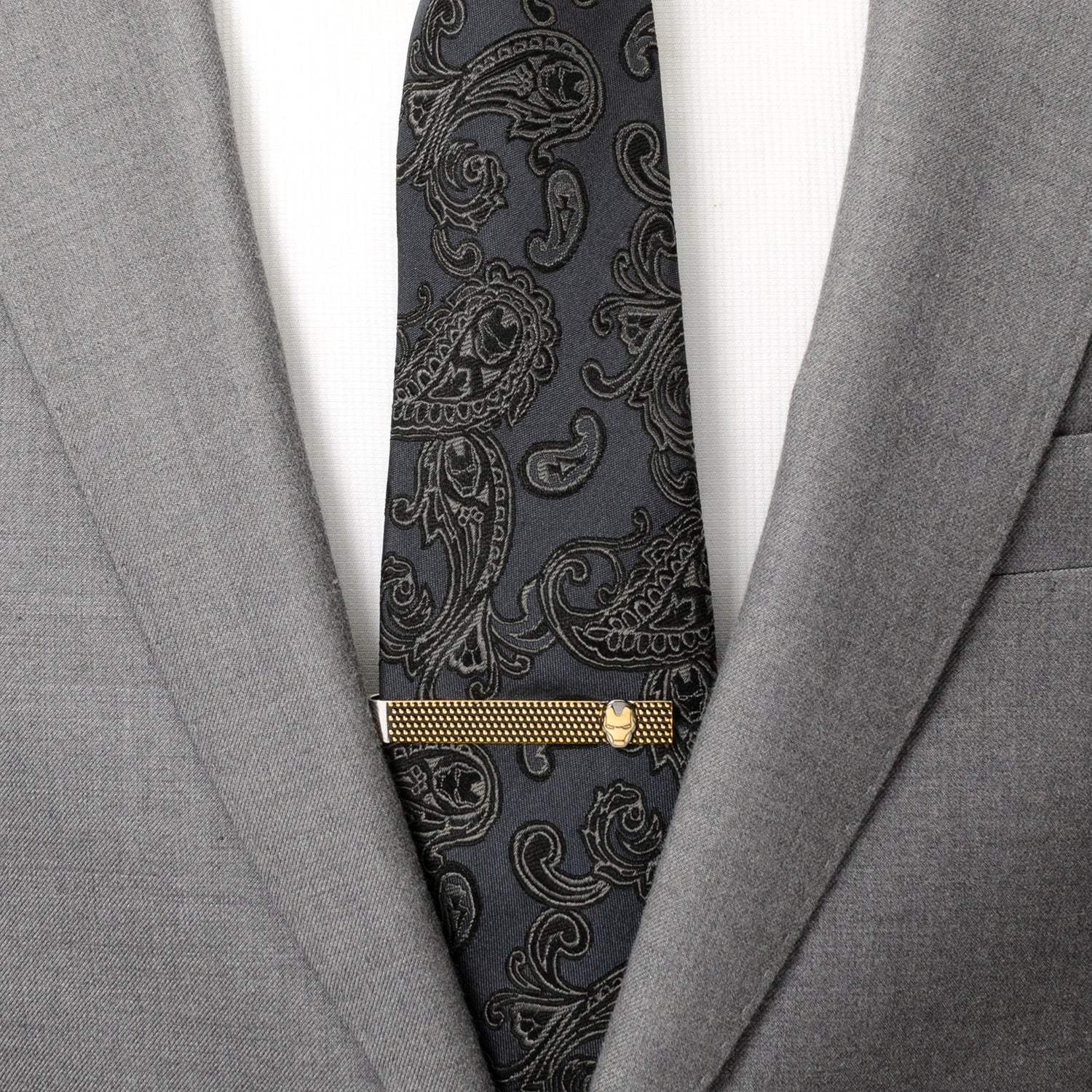 Marvel Iron Man "I Love You 3000" Textured Hidden Message Tie Bar - Cufflinks.com - Flyclothing LLC