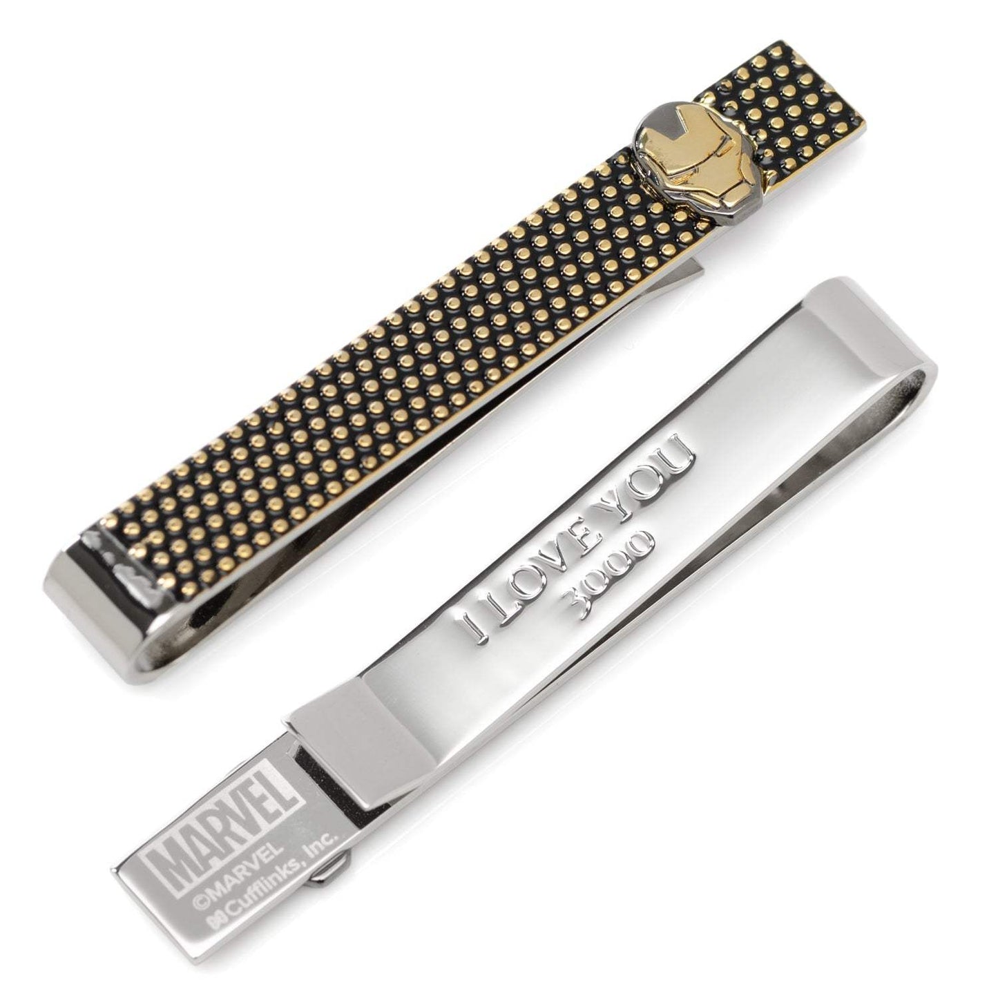 Marvel Iron Man "I Love You 3000" Textured Hidden Message Tie Bar - Cufflinks.com - Flyclothing LLC