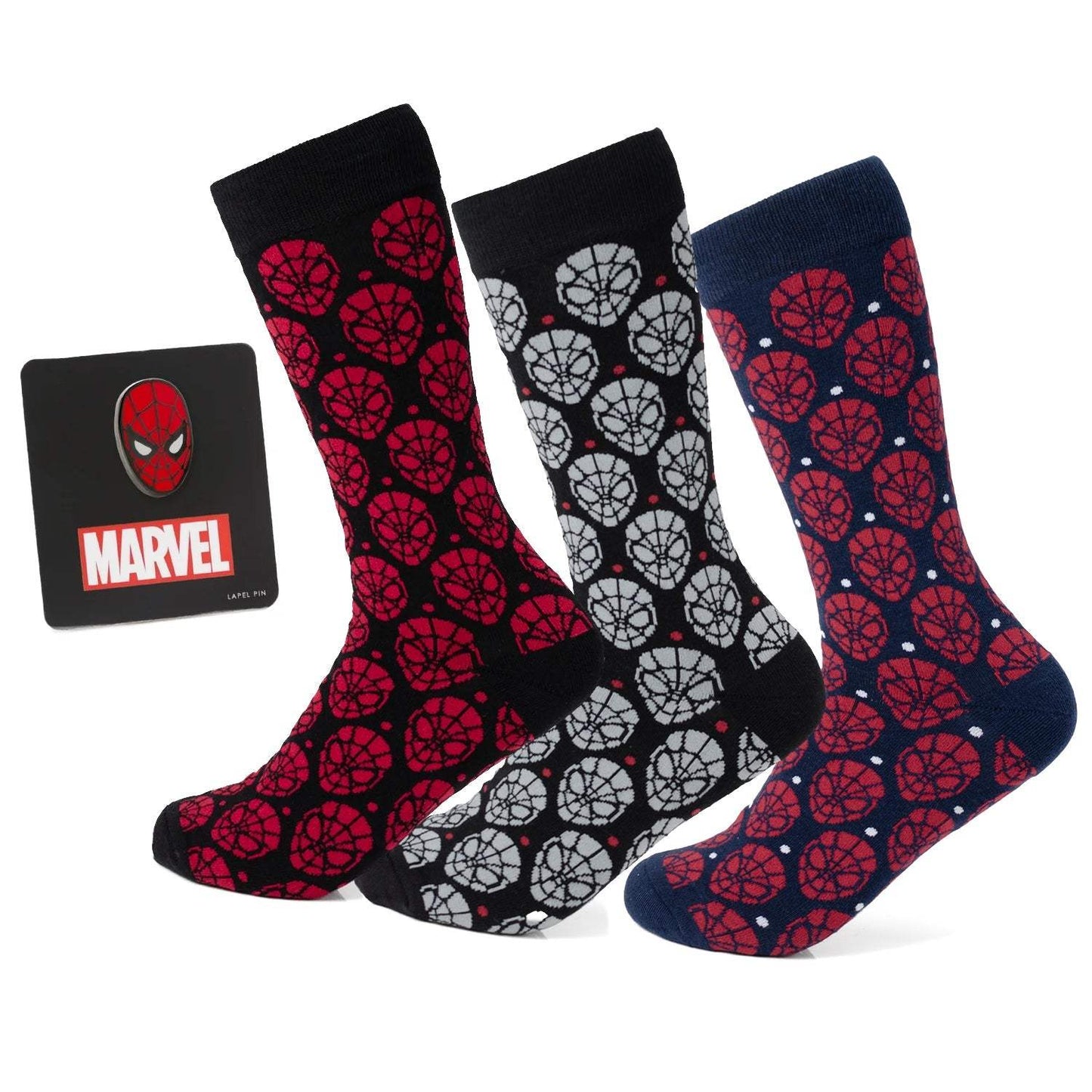 Marvel Spider-Man Dot 3 Pack Socks and Lapel Pin Gift Set - Cufflinks.com - Flyclothing LLC
