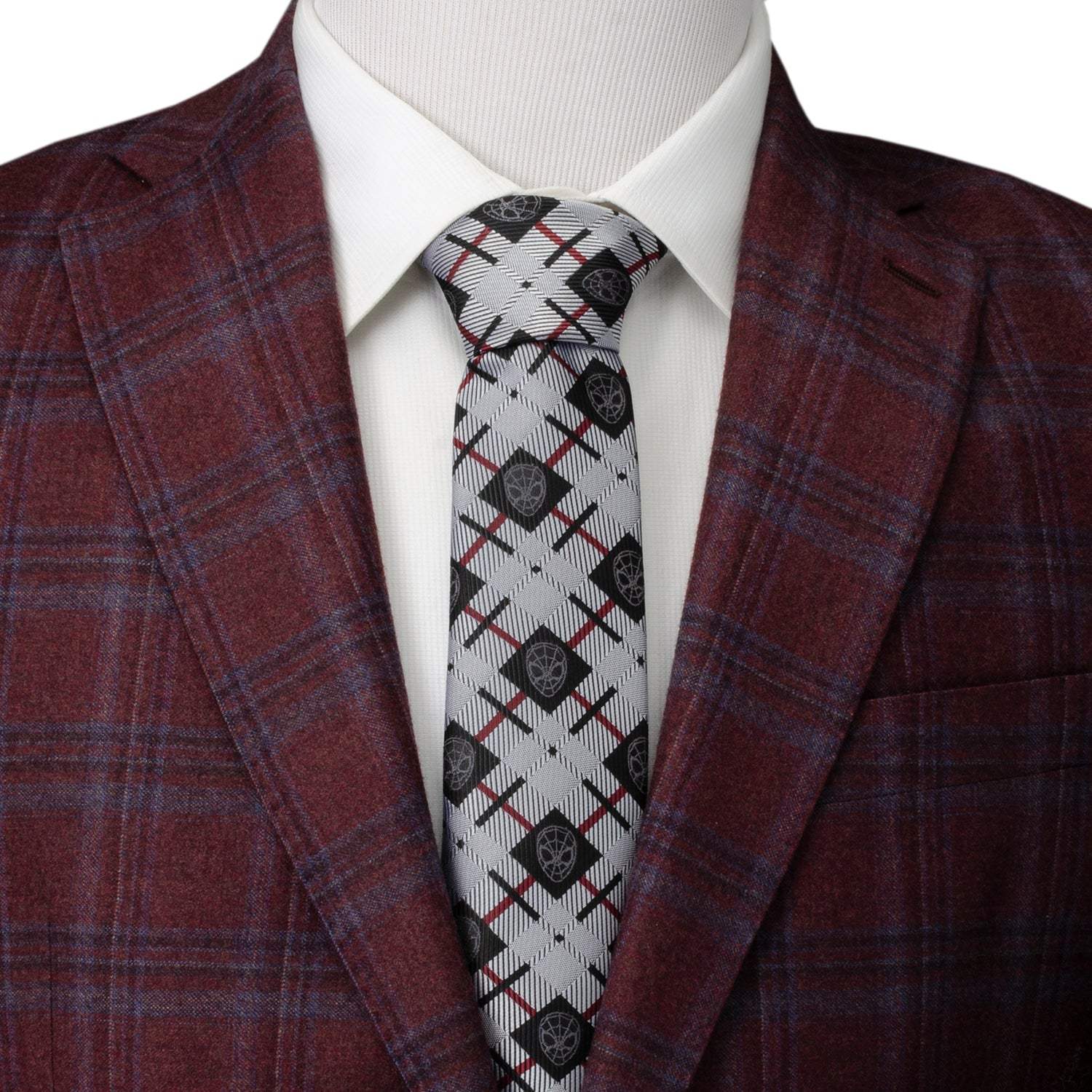 Marvel Spider-Man Plaid Black Men's Tie - Cufflinks.com - Flyclothing LLC