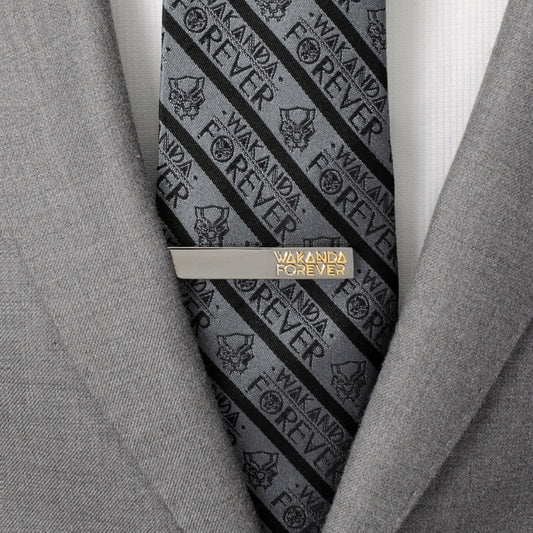 Marvel Black Panther Wakanda Forever Gunmetal Gold Tie Clip