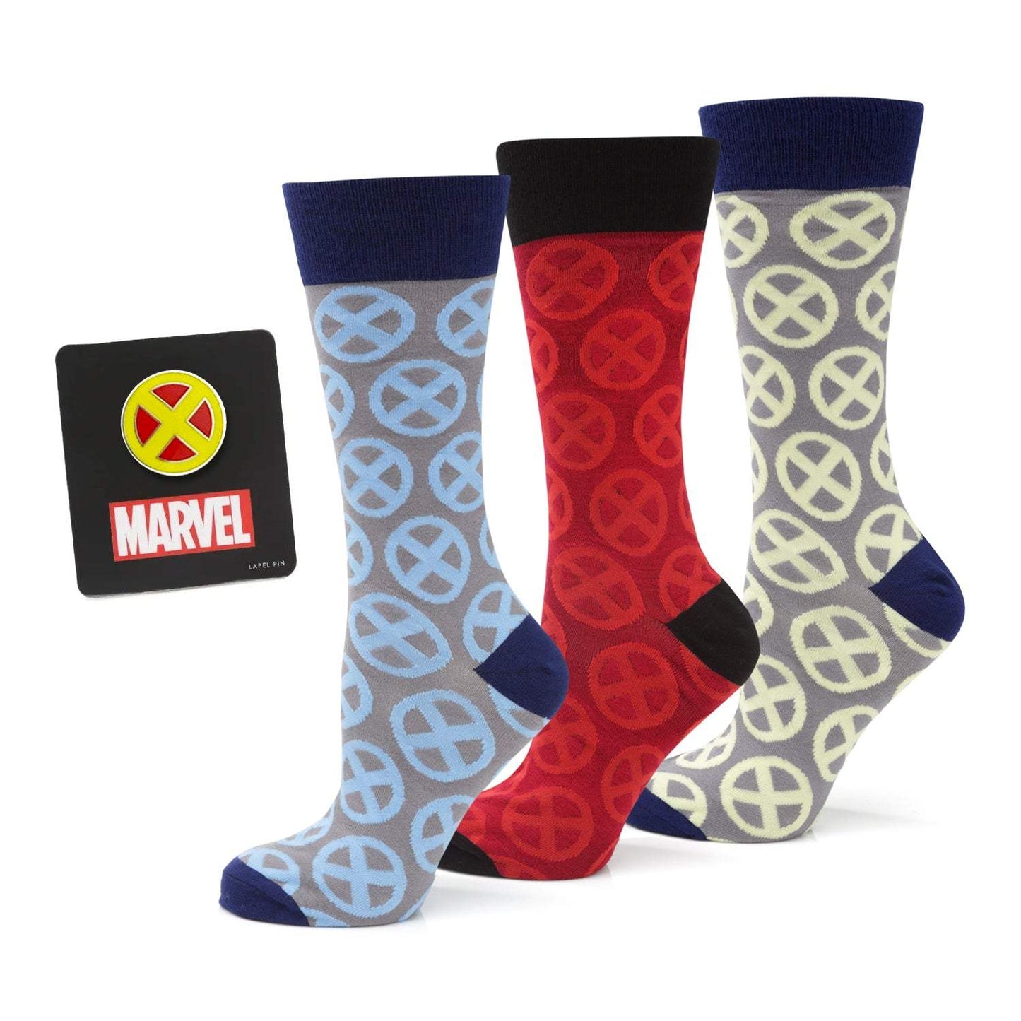 Marvel X-Men Socks 3 Pack with Lapel Pin Gift Set - Cufflinks.com - Flyclothing LLC