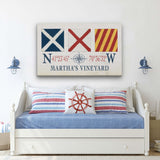 Marthas Vineyard Canvas Print - Nautical Signal Flags & Coordinates - Off The Square Designs - Flyclothing LLC