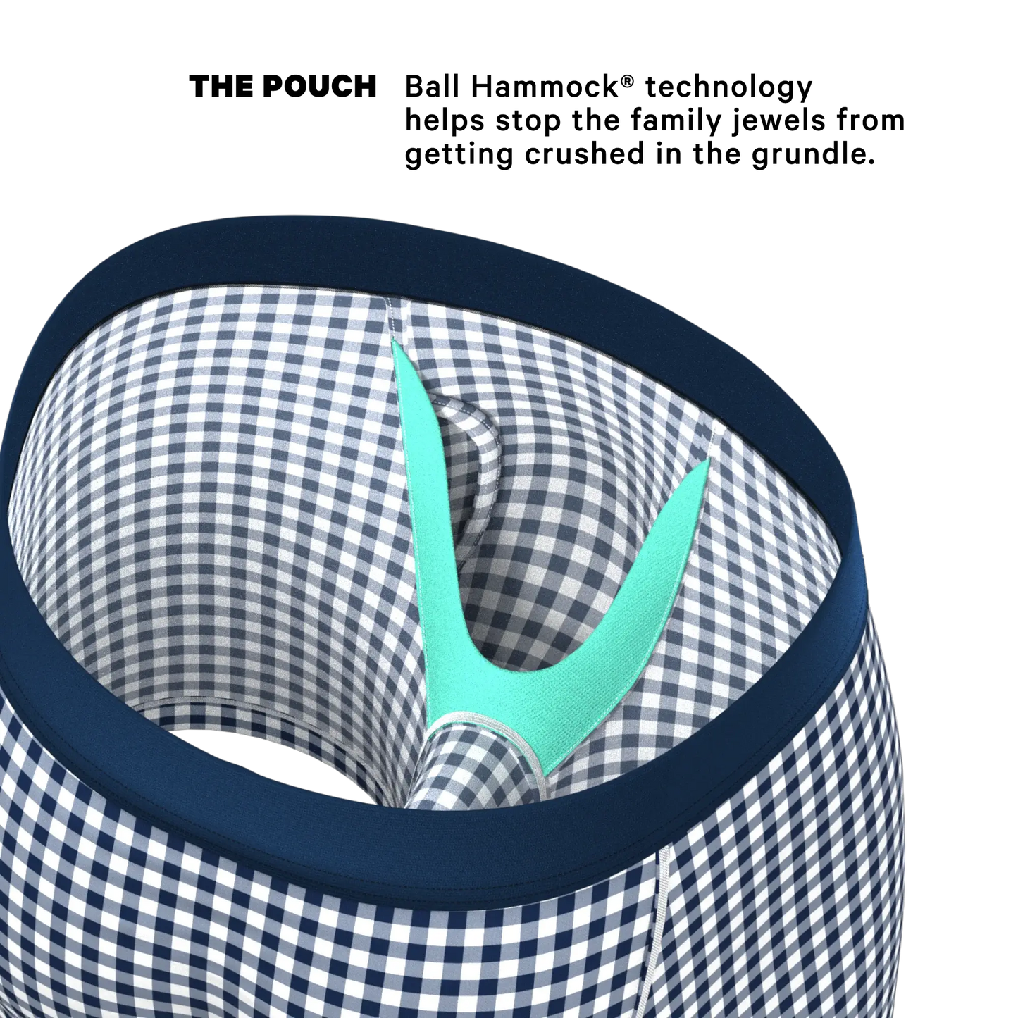 The Mad For Plaid | Navy Gingham Ball Hammock® Pouch Underwear With Fly - Shinesty - Flyclothing LLC