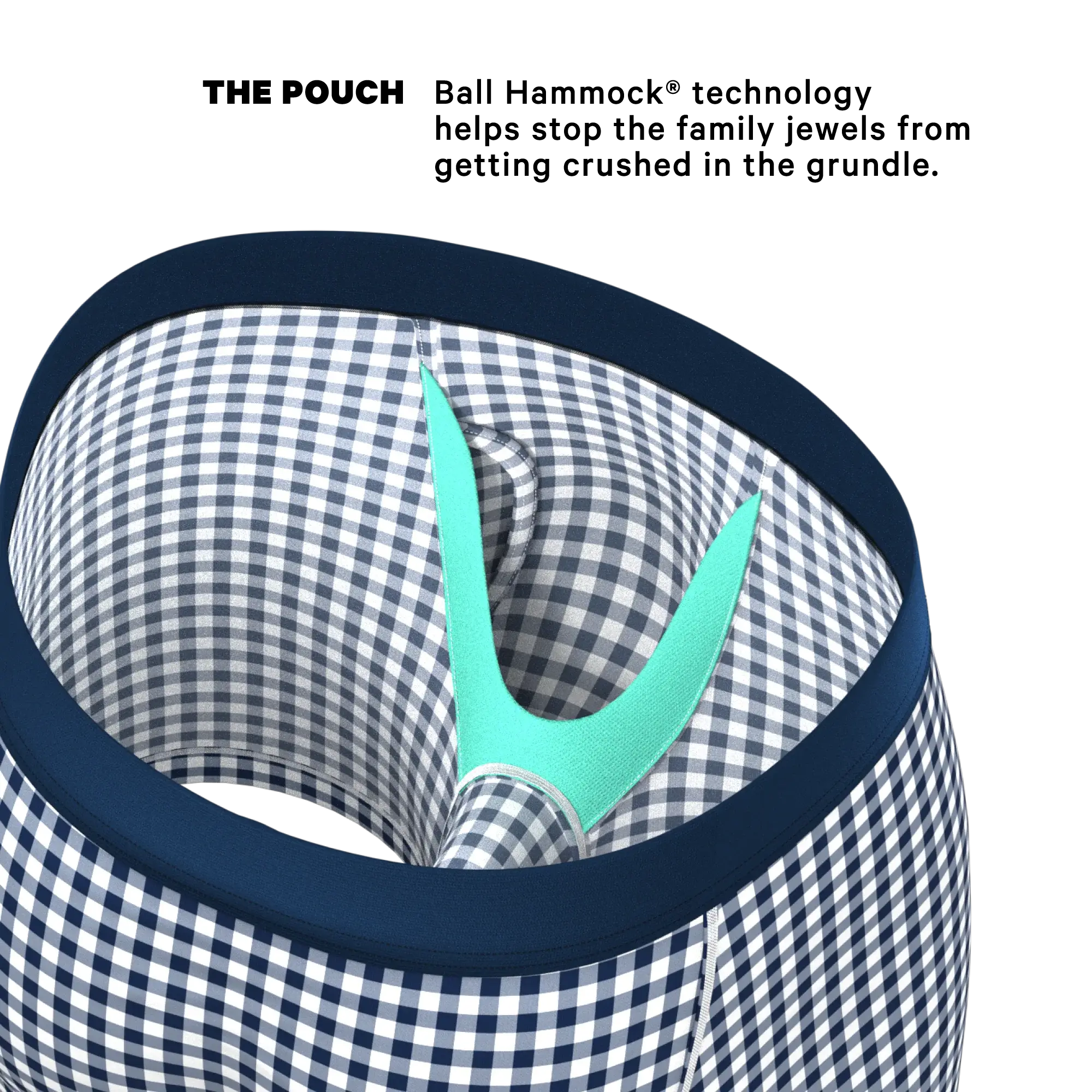 The Mad For Plaid | Navy Gingham Ball Hammock® Pouch Underwear With Fly - Shinesty - Flyclothing LLC
