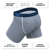 The Mad For Plaid | Navy Gingham Ball Hammock® Pouch Underwear With Fly - Shinesty - Flyclothing LLC