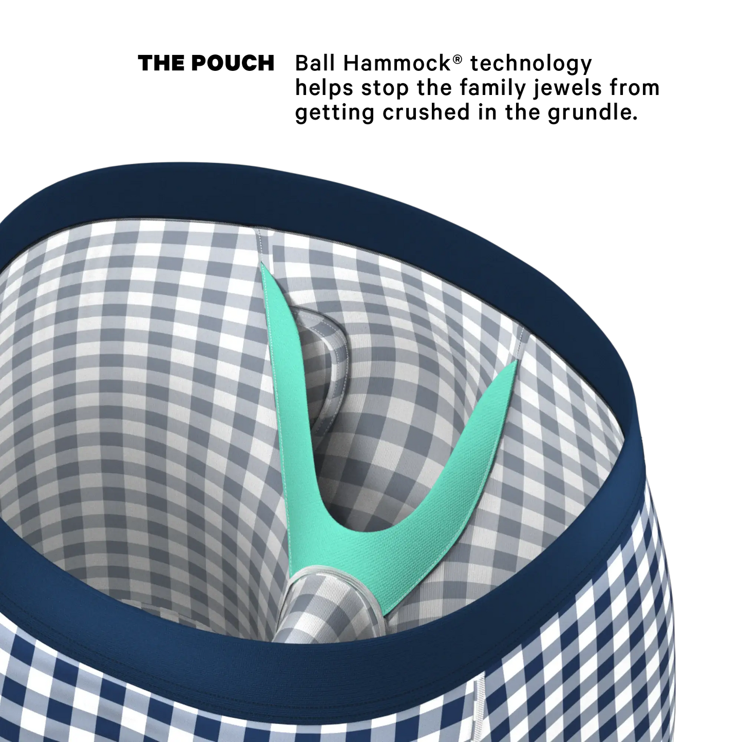 The Mad For Plaid | Navy Gingham Long Leg Ball Hammock® Pouch Underwear With Fly - Shinesty - Flyclothing LLC