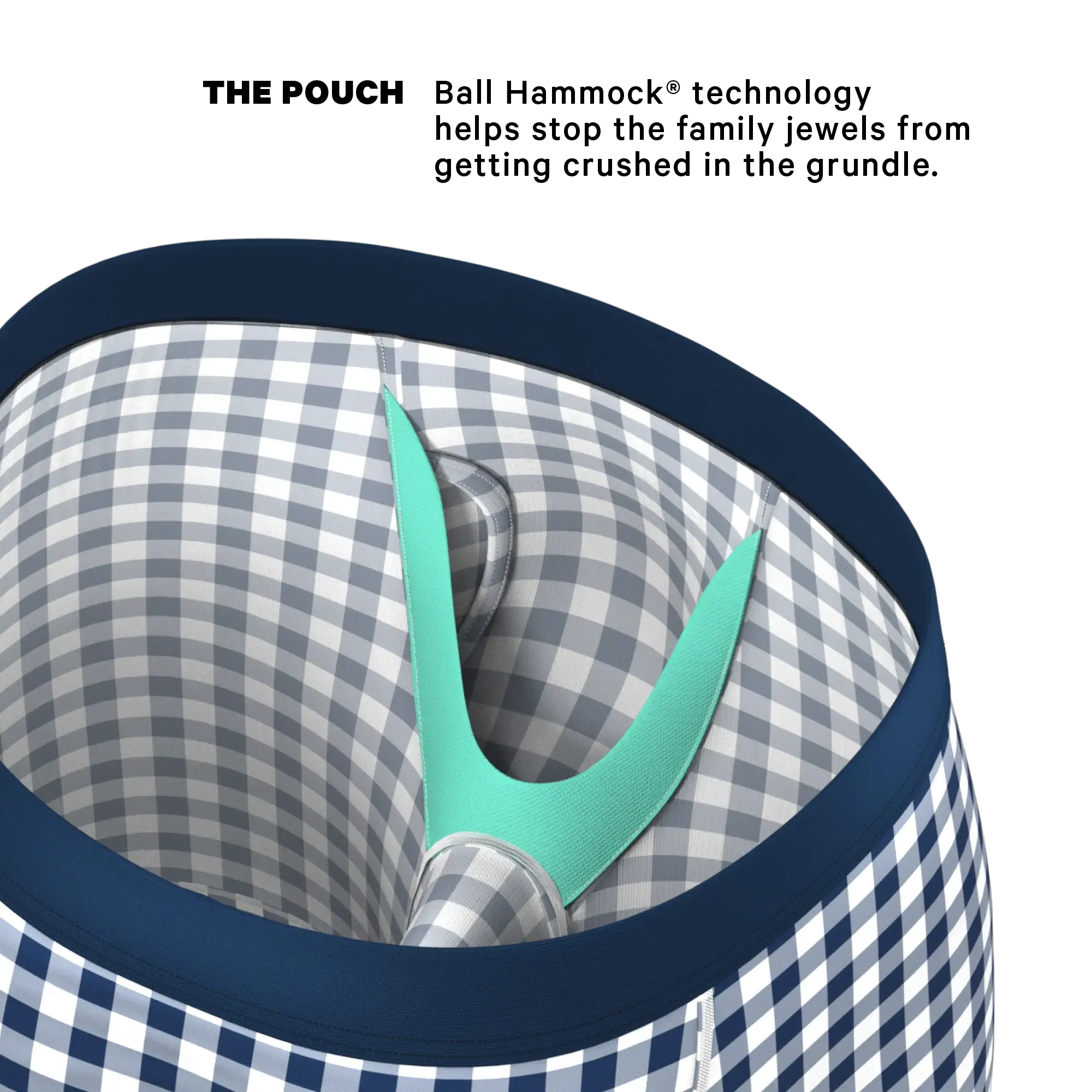 The Mad For Plaid | Navy Gingham Long Leg Ball Hammock® Pouch Underwear With Fly - Shinesty - Flyclothing LLC