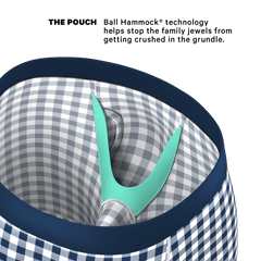 The Mad For Plaid | Navy Gingham Long Leg Ball Hammock® Pouch Underwear With Fly