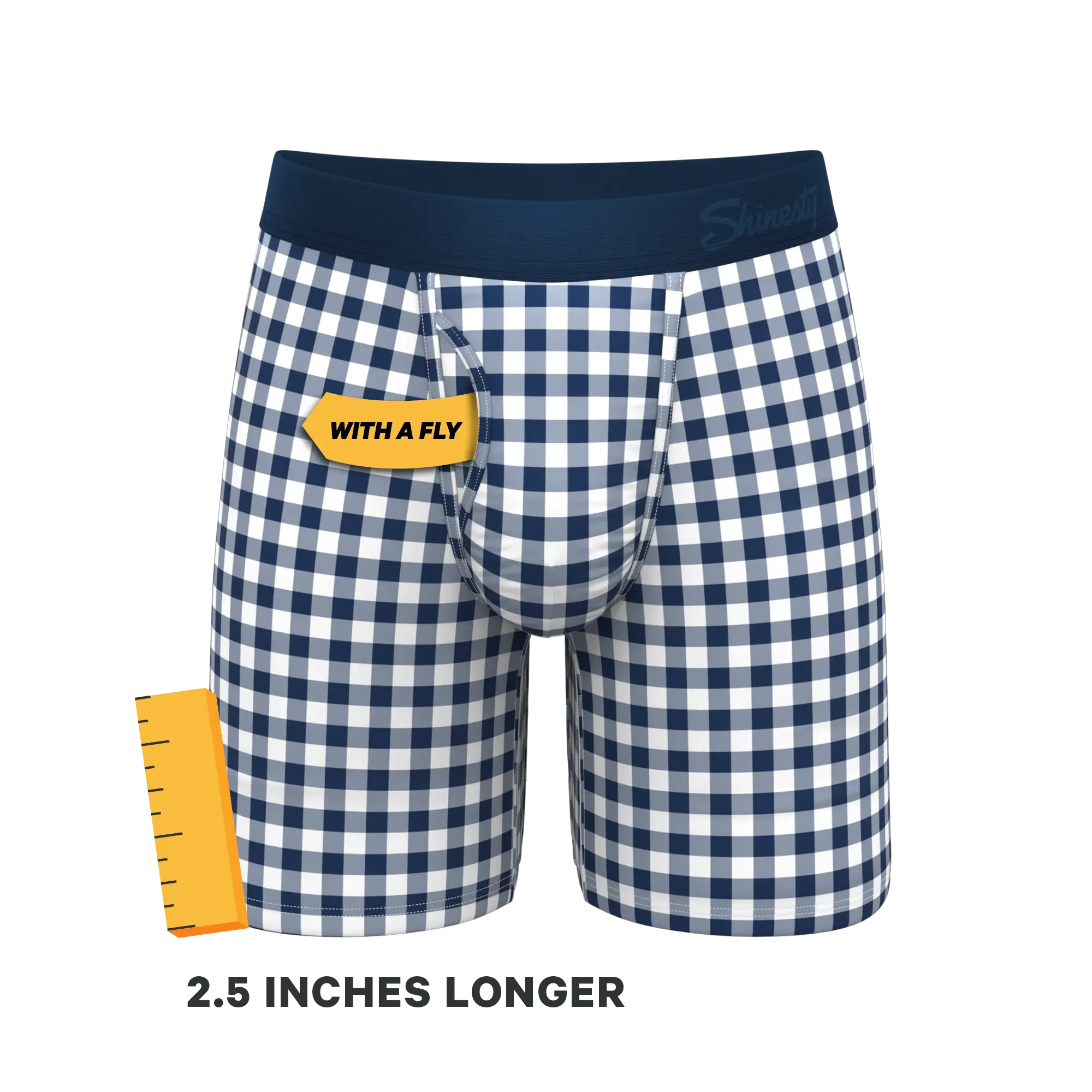 The Mad For Plaid | Navy Gingham Long Leg Ball Hammock® Pouch Underwear With Fly - Shinesty - Flyclothing LLC
