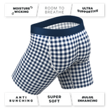 The Mad For Plaid | Navy Gingham Long Leg Ball Hammock® Pouch Underwear With Fly - Shinesty - Flyclothing LLC
