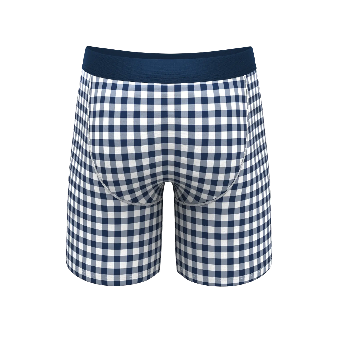 The Mad For Plaid | Navy Gingham Long Leg Ball Hammock® Pouch Underwear With Fly - Shinesty - Flyclothing LLC
