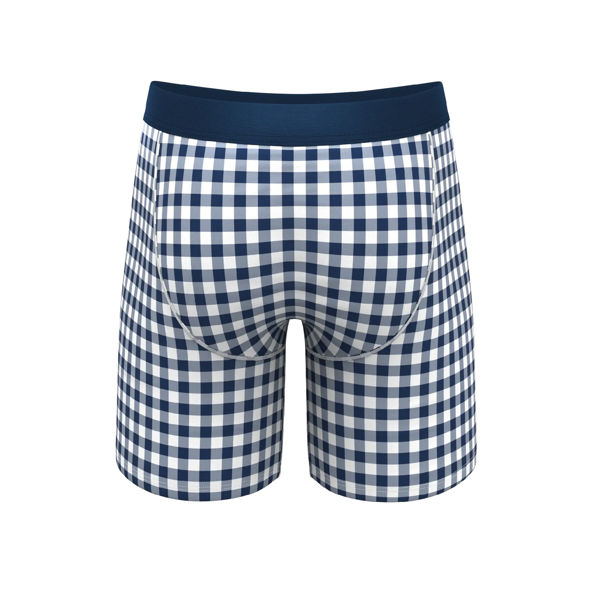 The Mad For Plaid | Navy Gingham Long Leg Ball Hammock® Pouch Underwear With Fly - Shinesty - Flyclothing LLC