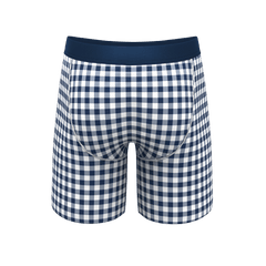 The Mad For Plaid | Navy Gingham Long Leg Ball Hammock® Pouch Underwear With Fly