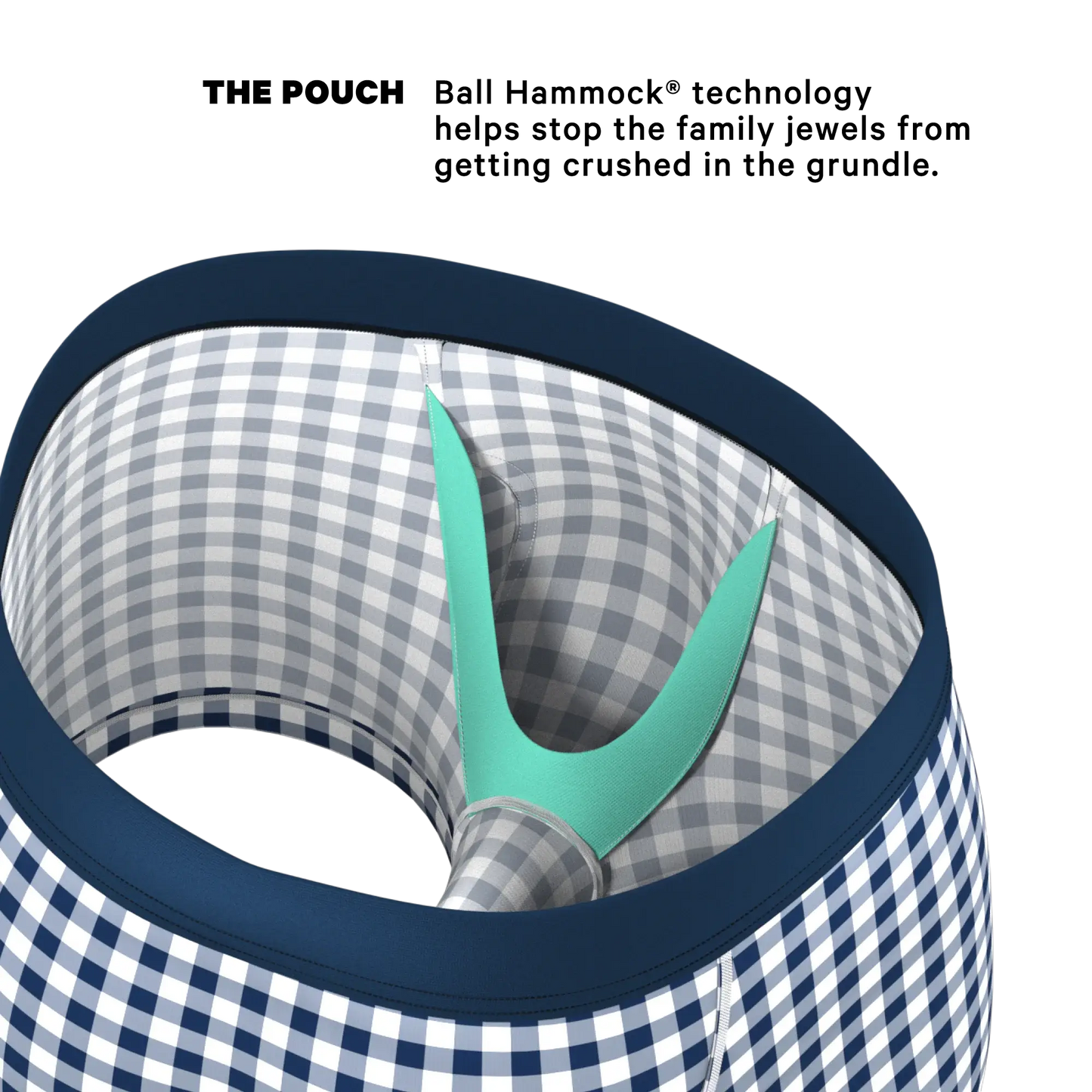 The Mad For Plaid | Navy Gingham Ball Hammock® Pouch Trunks Underwear - Shinesty - Flyclothing LLC
