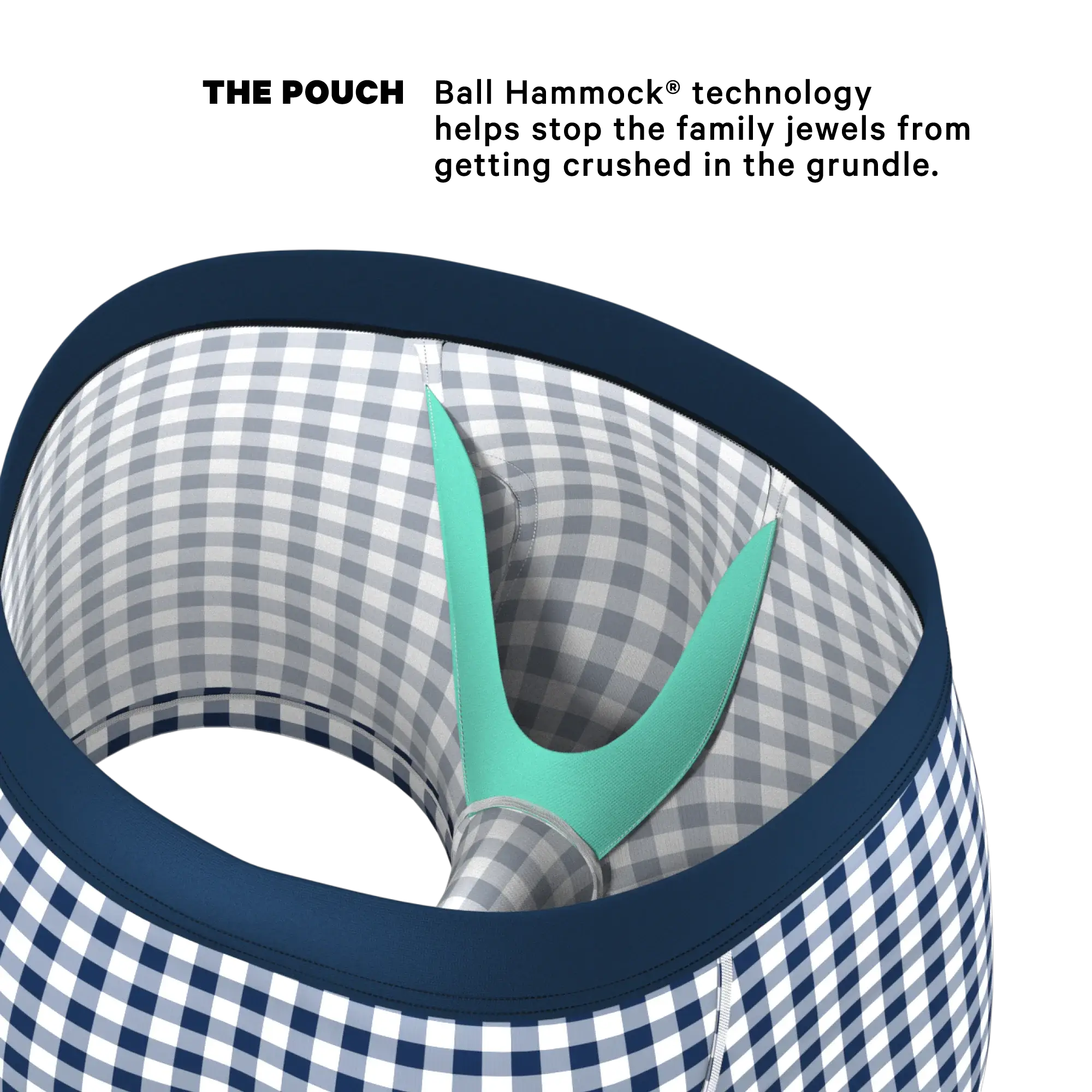 The Mad For Plaid | Navy Gingham Ball Hammock® Pouch Trunks Underwear - Shinesty - Flyclothing LLC