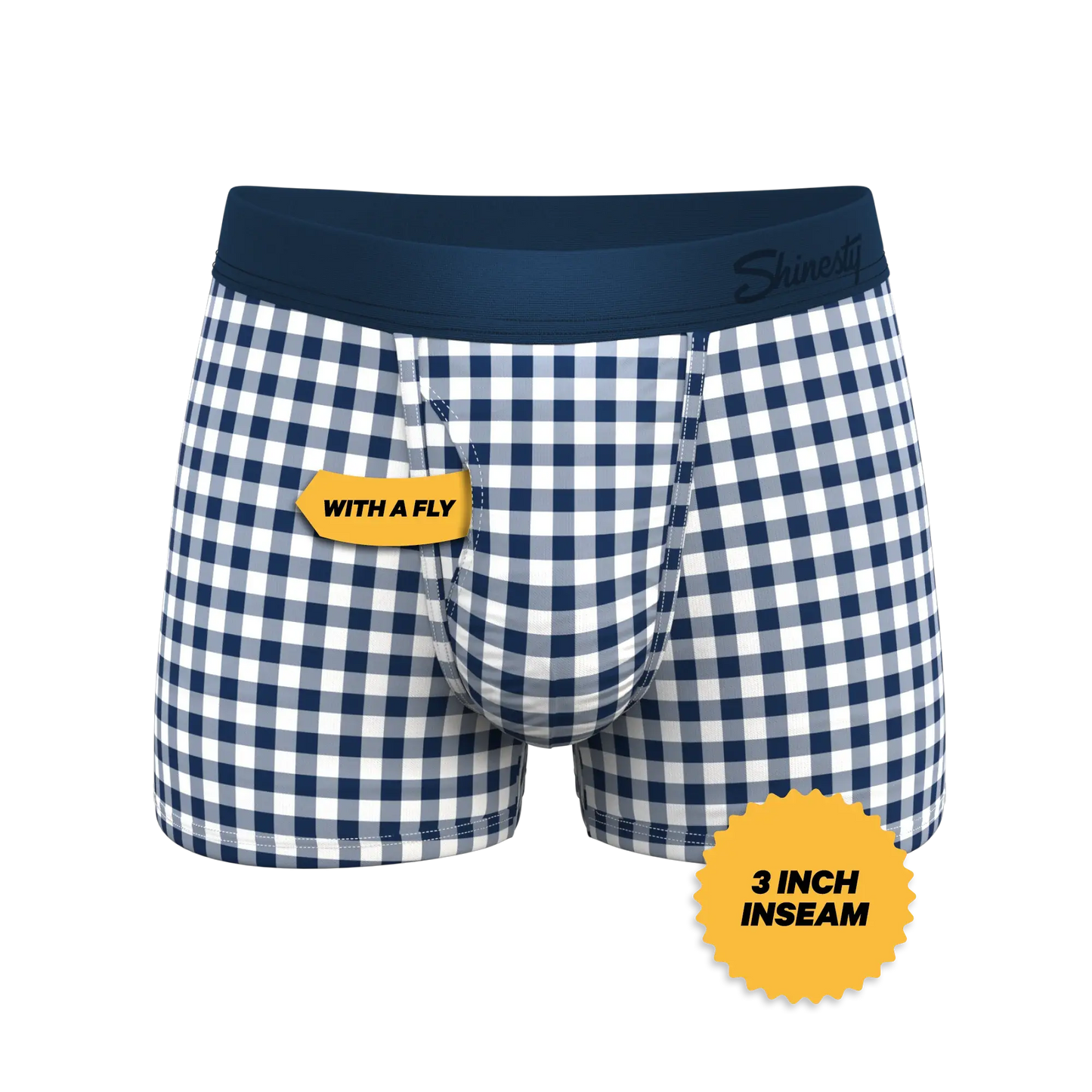 The Mad For Plaid | Navy Gingham Ball Hammock® Pouch Trunks Underwear - Shinesty - Flyclothing LLC
