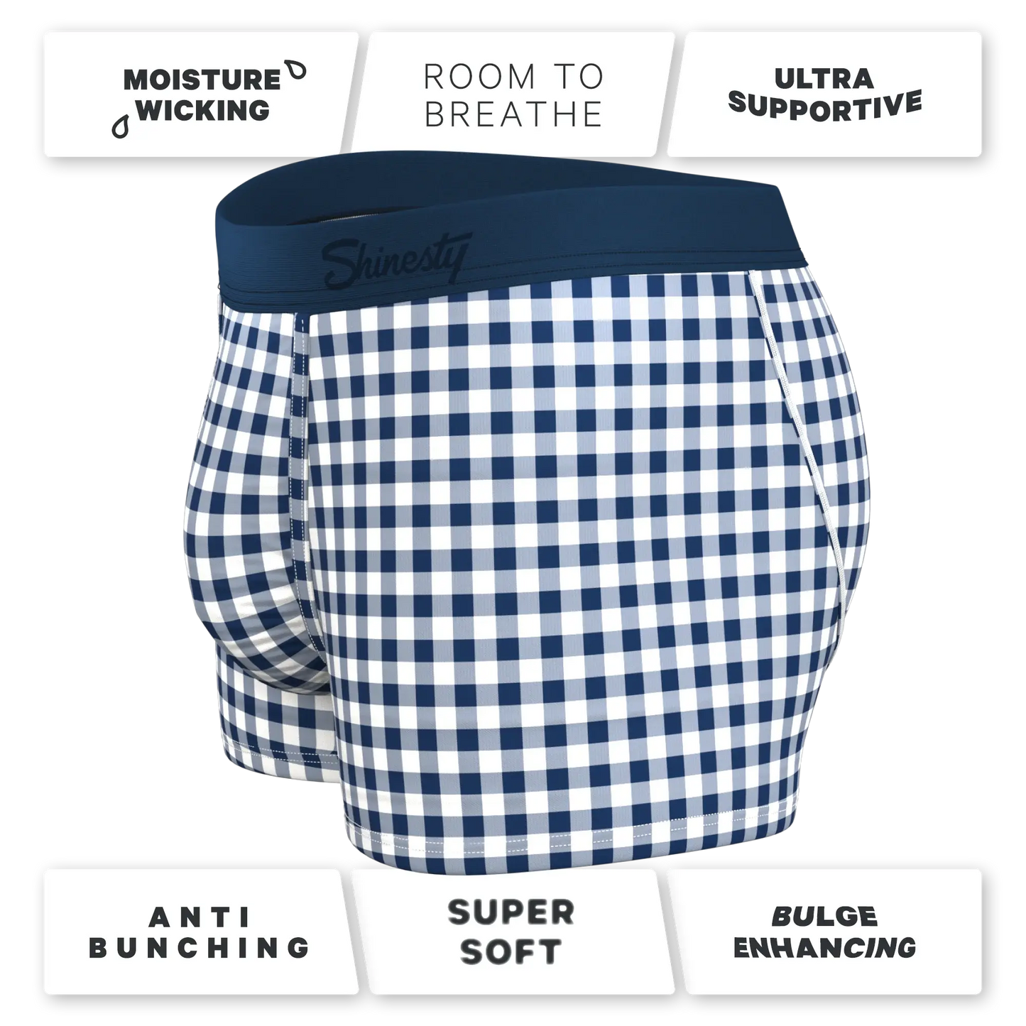 The Mad For Plaid | Navy Gingham Ball Hammock® Pouch Trunks Underwear - Shinesty - Flyclothing LLC