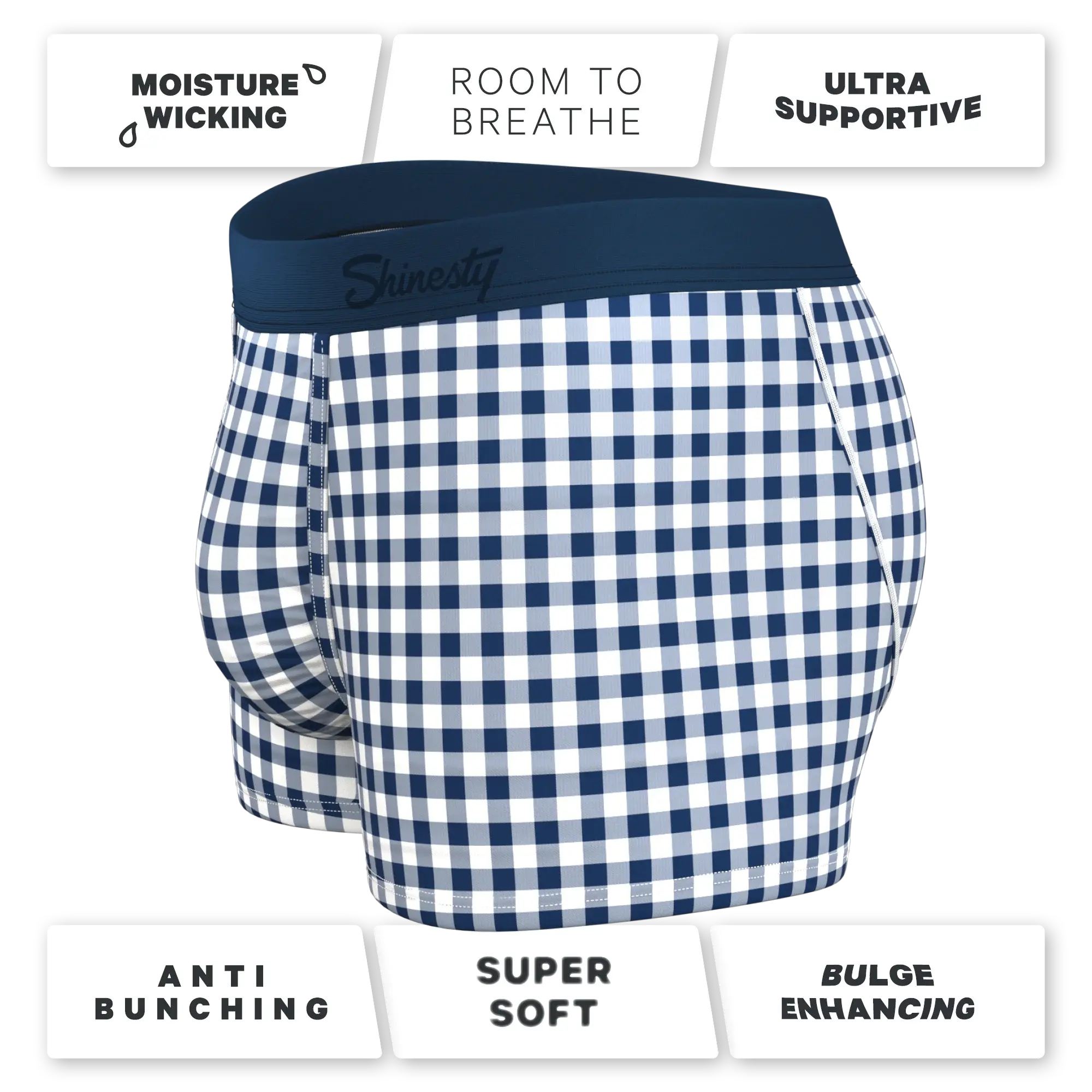 The Mad For Plaid | Navy Gingham Ball Hammock® Pouch Trunks Underwear - Shinesty - Flyclothing LLC