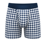 The Mad For Plaid | Navy Gingham Ball Hammock® Pouch Underwear With Fly - Shinesty - Flyclothing LLC