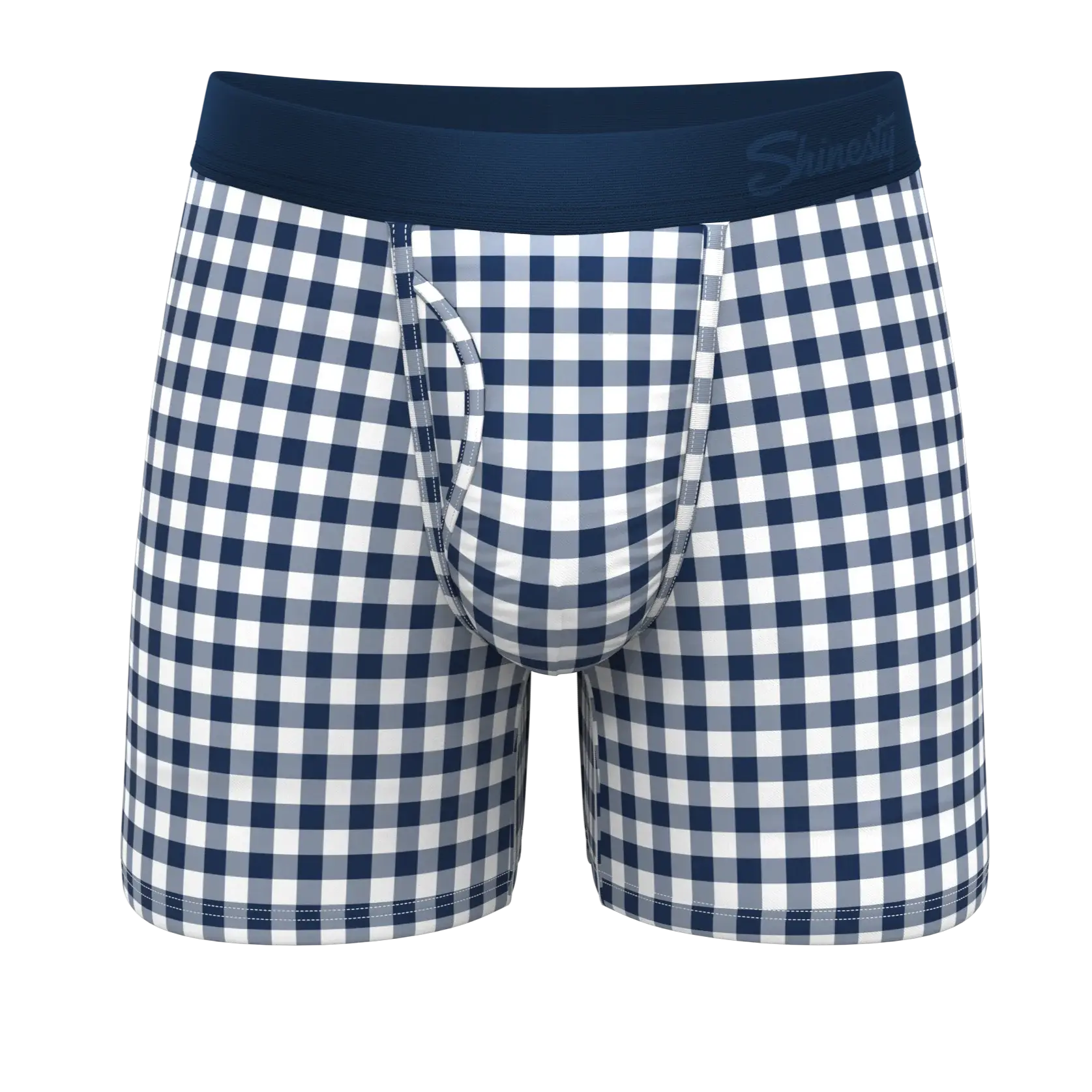 The Mad For Plaid | Navy Gingham Ball Hammock® Pouch Underwear With Fly - Shinesty - Flyclothing LLC
